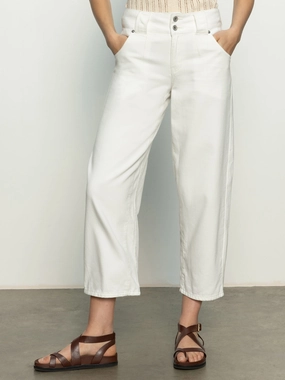 Side Car Semi High Rise Barrel Jeans Bleached White Tapered Look Plus-size option