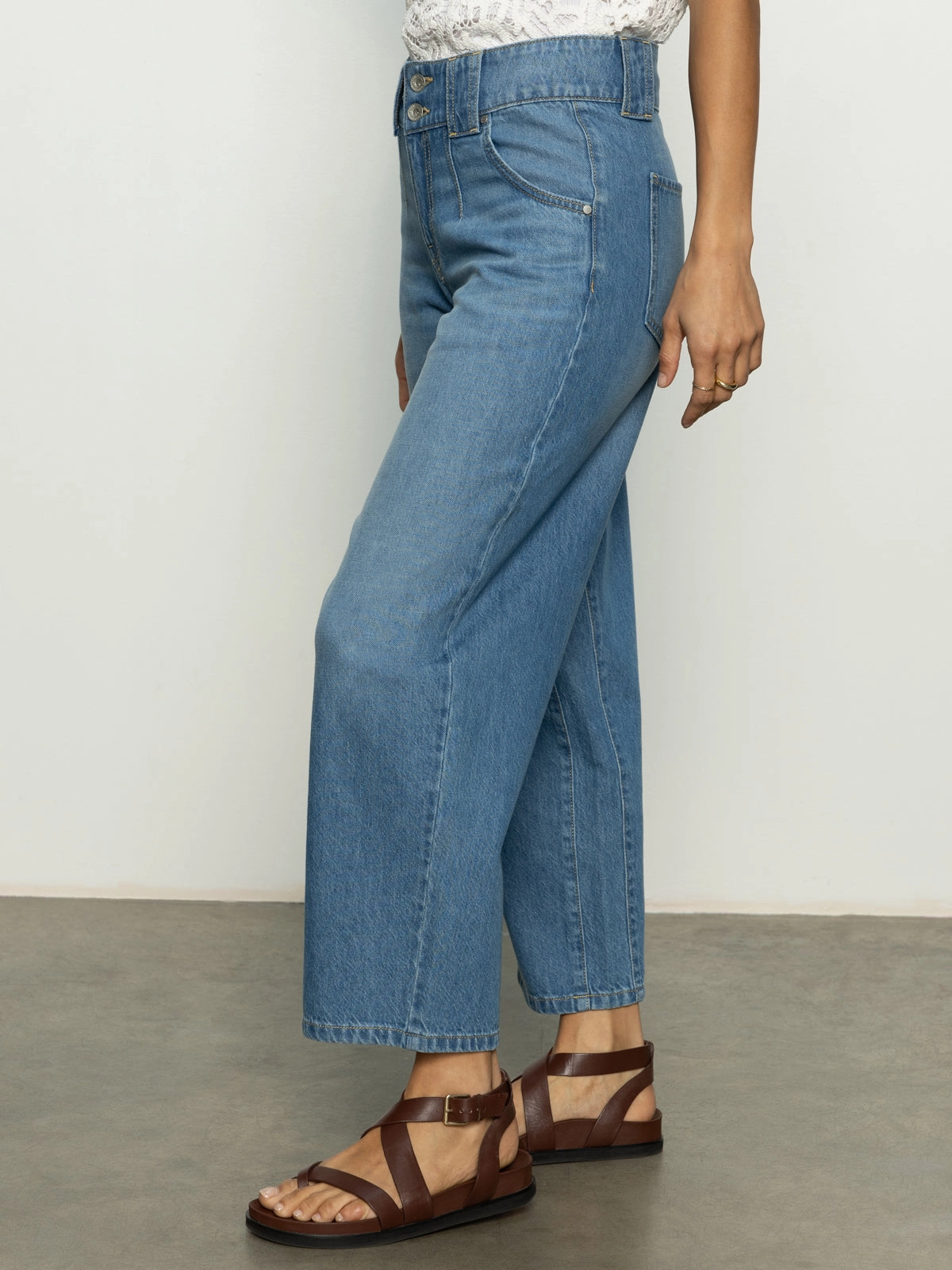 Side Car Semi High Rise Barrel Jeans Line Dance Cargo