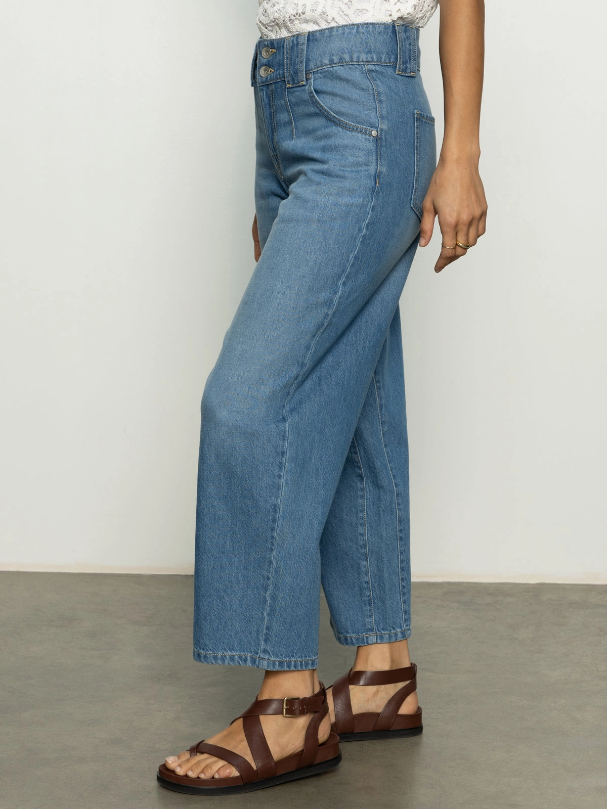 Side Car Semi High Rise Barrel Jeans Line Dance Cargo