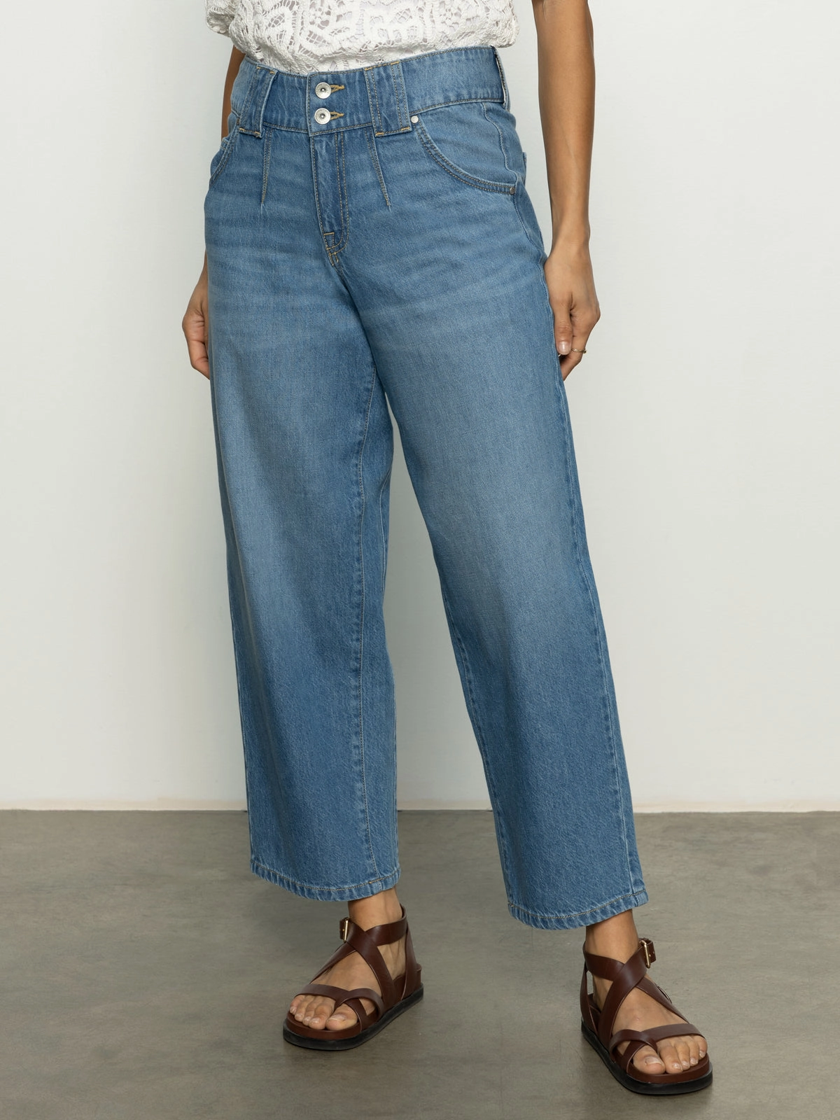 Side Car Semi High Rise Barrel Jeans Line Dance Premium Shape