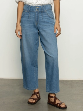 Side Car Semi High Rise Barrel Jeans Line Dance straight type