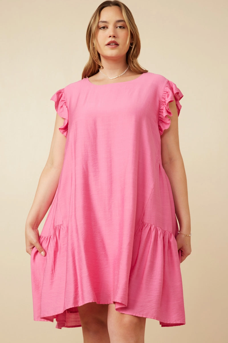 Side Panel Detailed Ruffle Sleeve Dress Grace Color