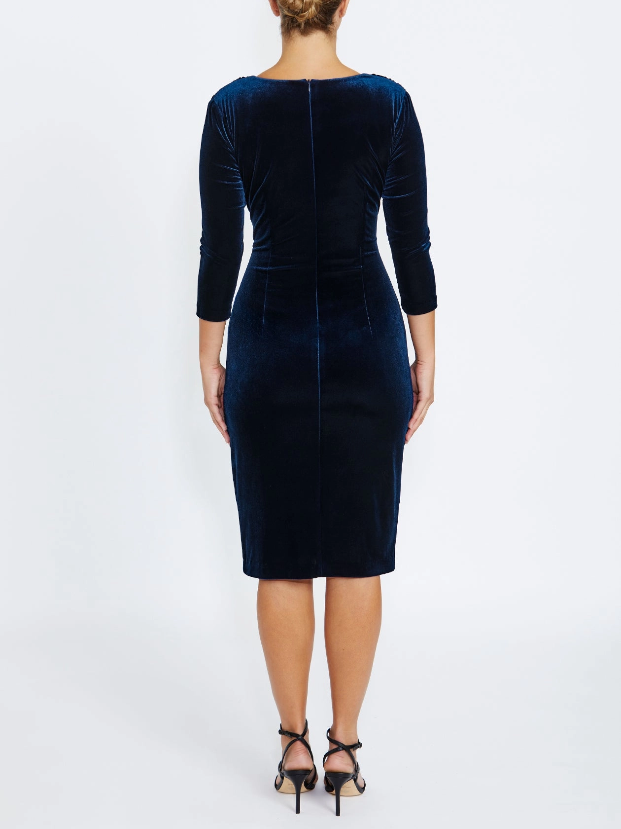 Side Ruching Capitol Navy Dress