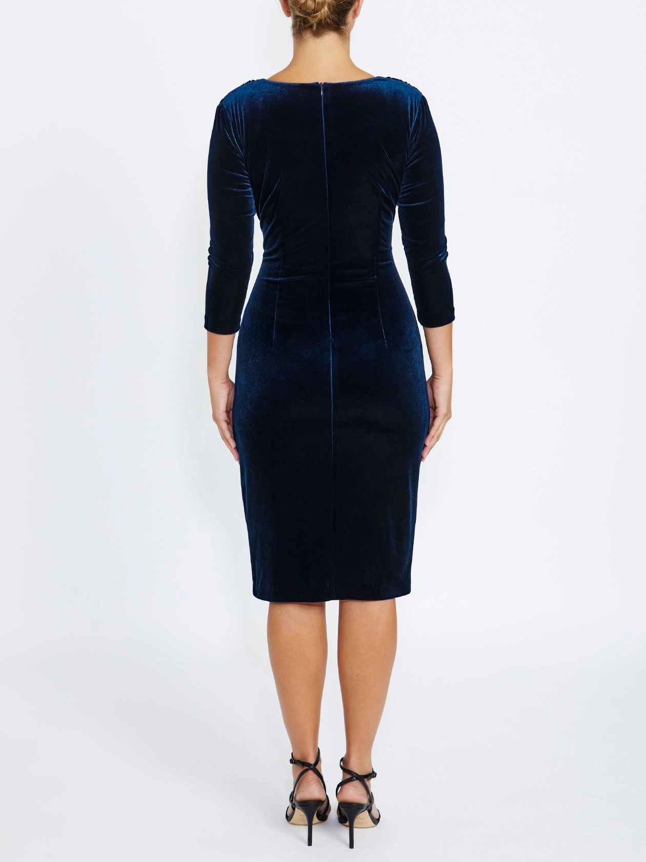 Side Ruching Capitol Navy Dress