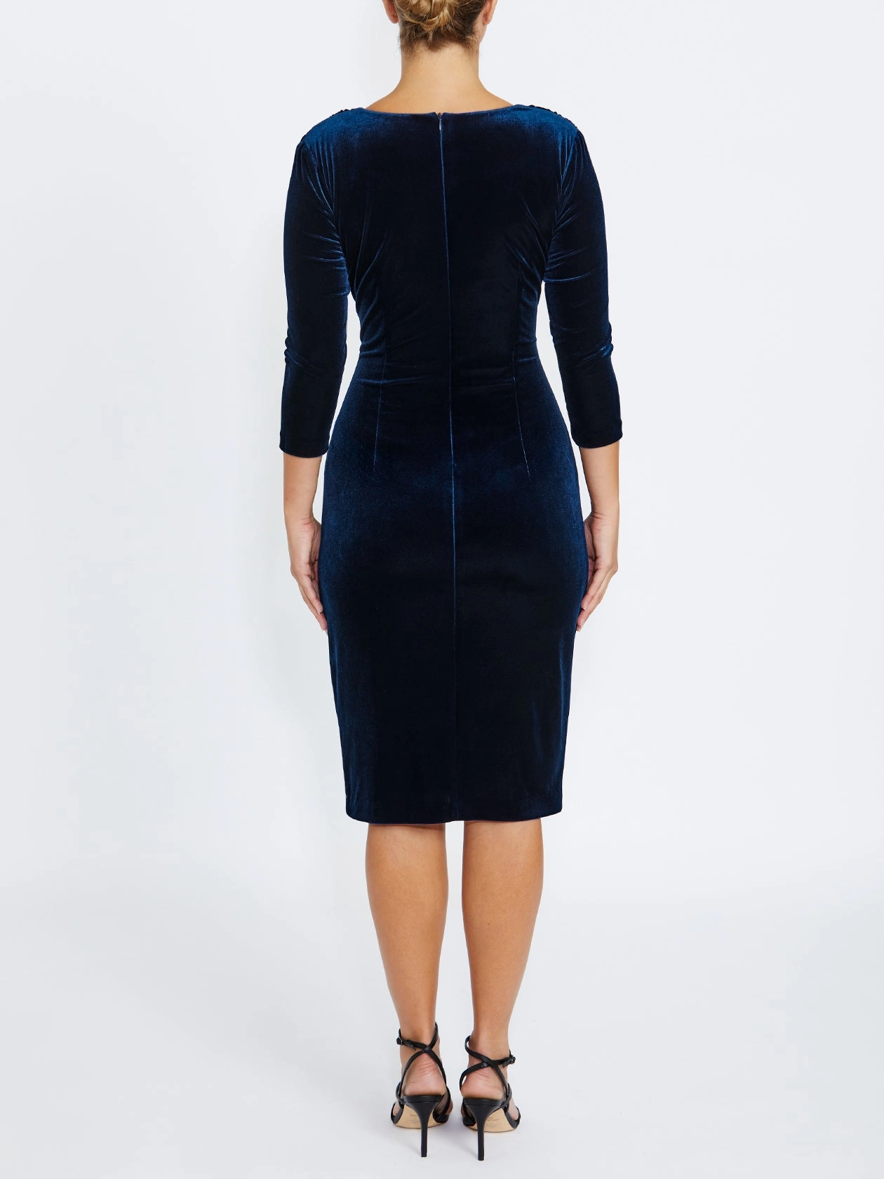 Side Ruching Capitol Navy Dress