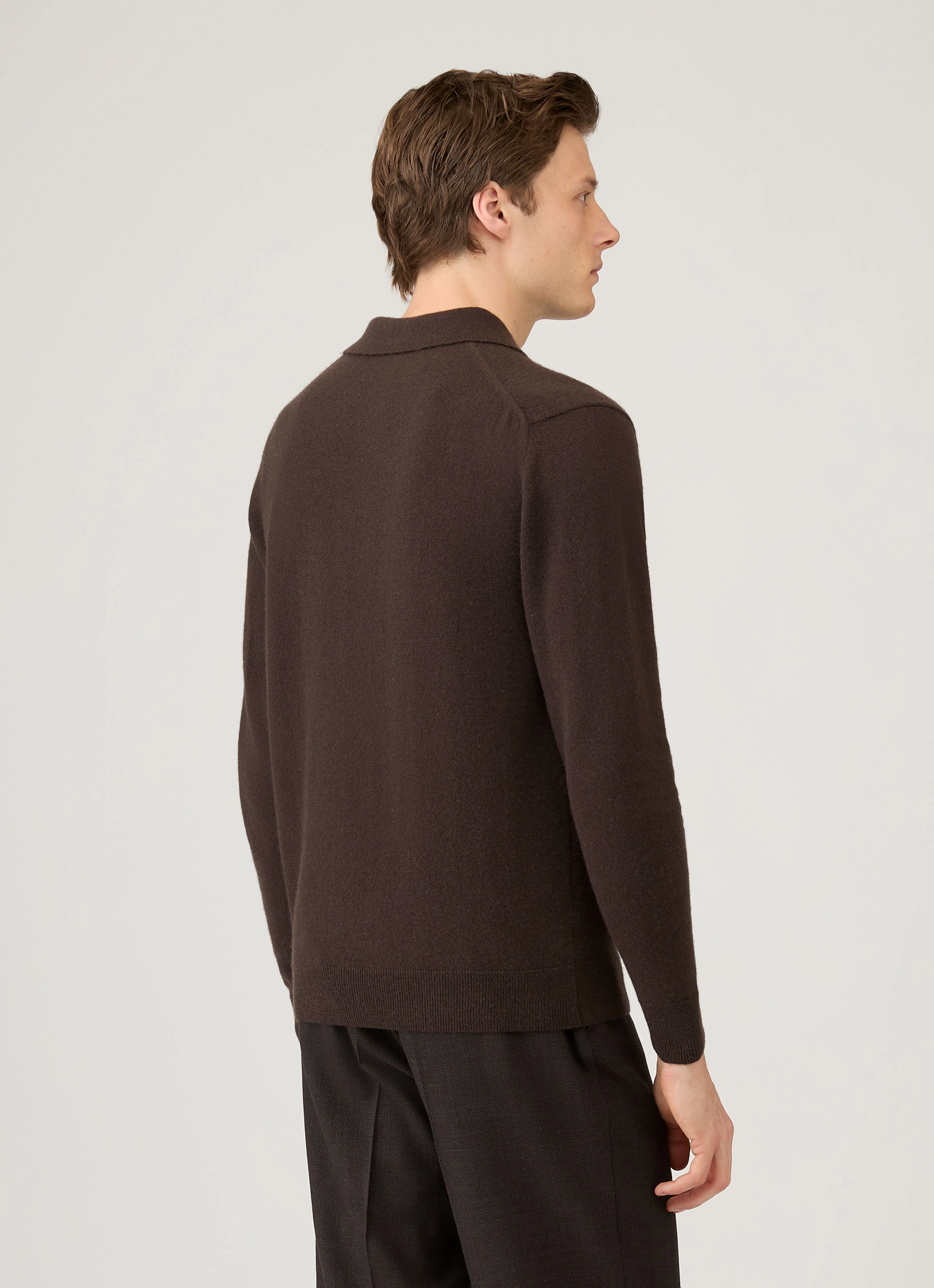 Signature Design Men's Cashmere Polo Shirt in Truffle