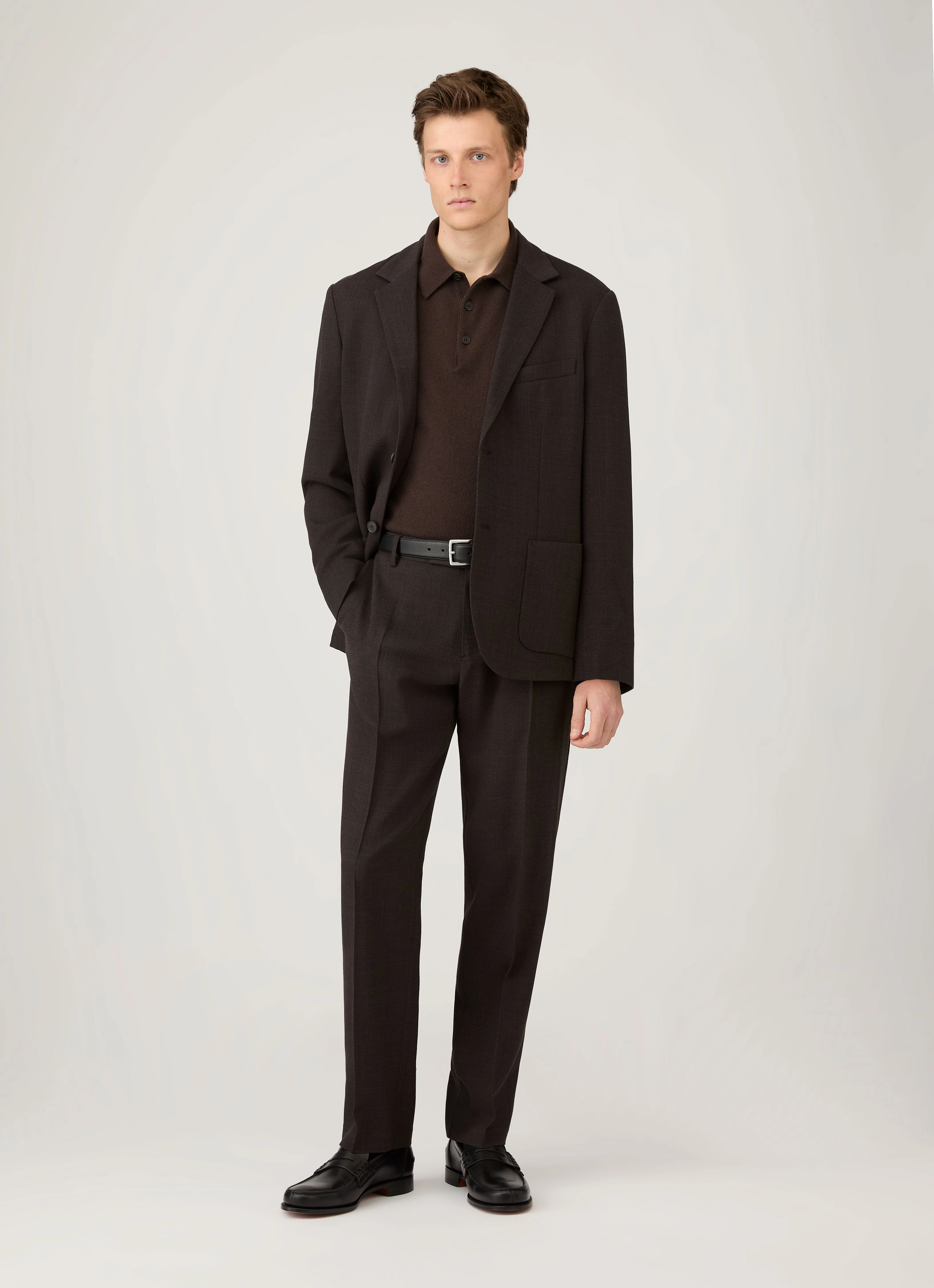 Signature Design Men's Cashmere Polo Shirt in Truffle