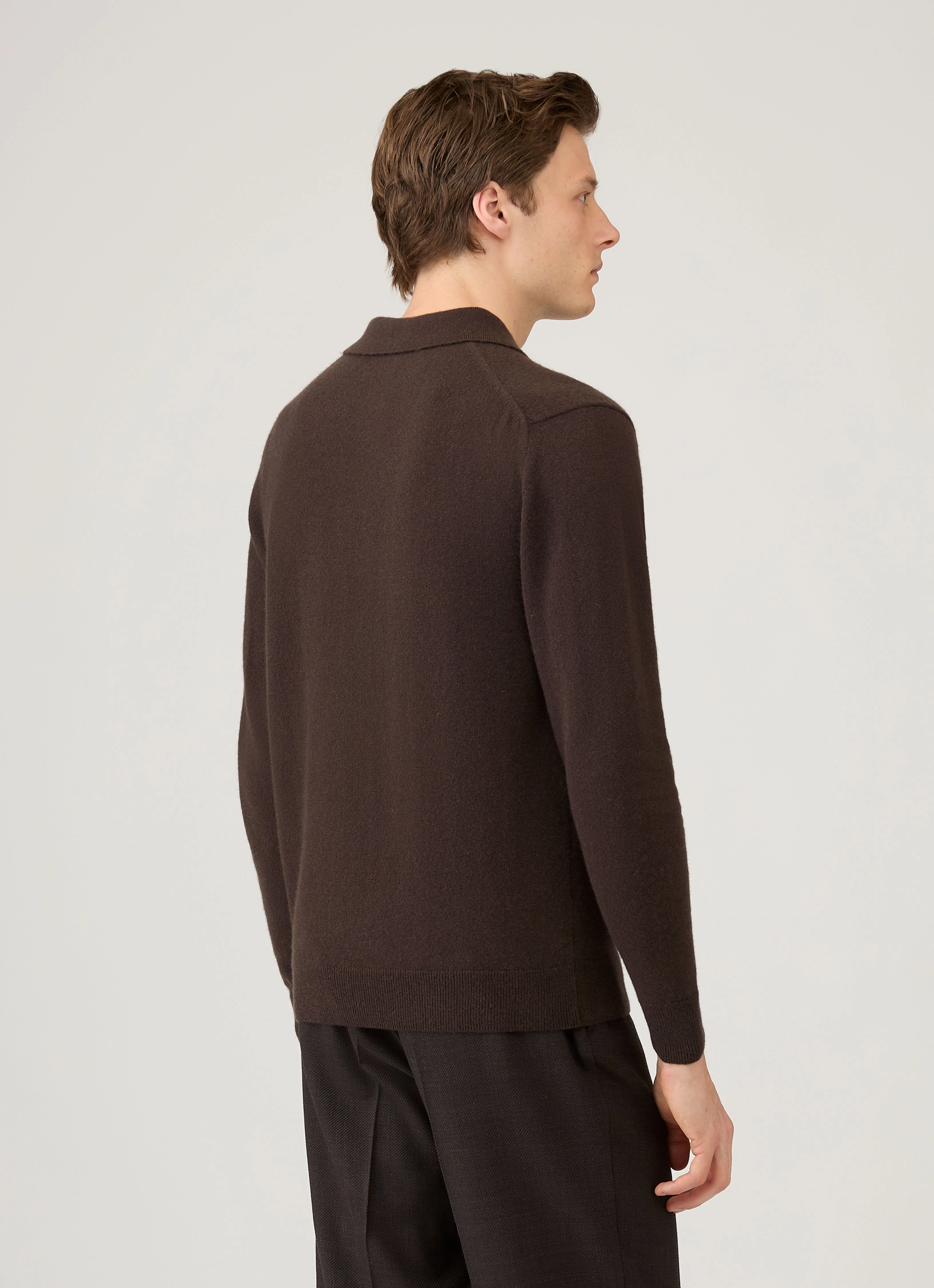 Signature Design Men's Cashmere Polo Shirt in Truffle