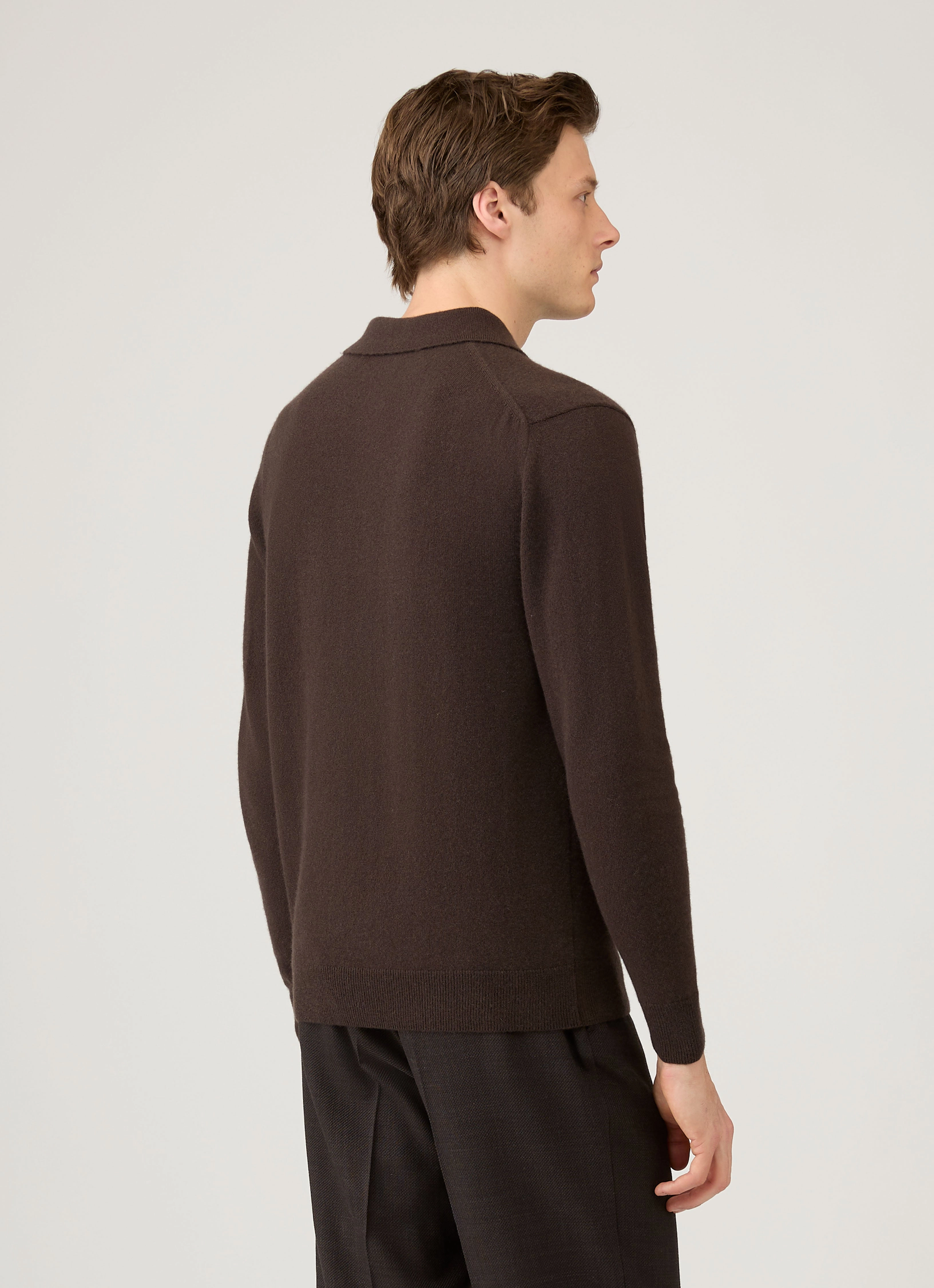 Signature Design Men's Cashmere Polo Shirt in Truffle