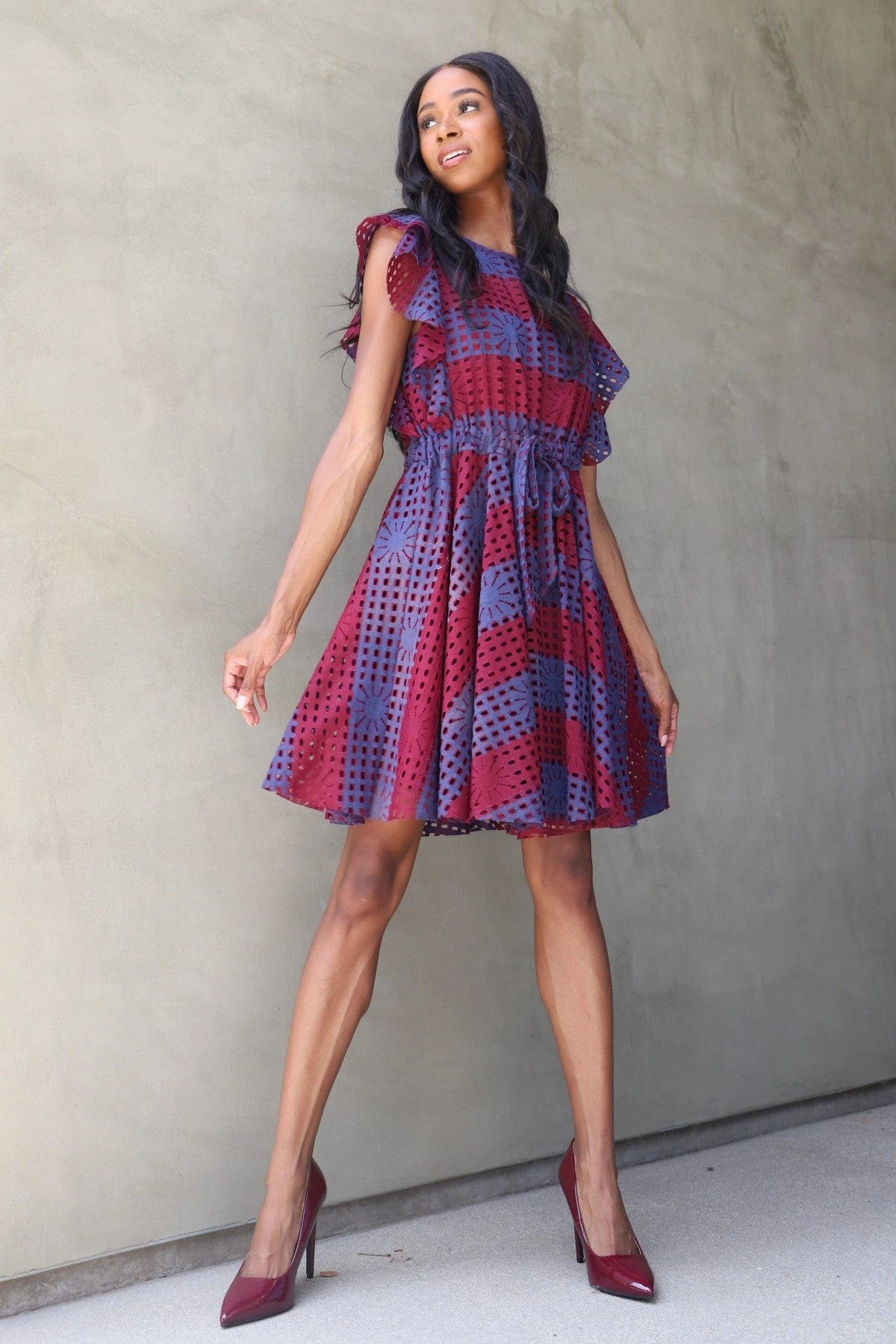 Simona Dress - Wine Stripe Evening Essential