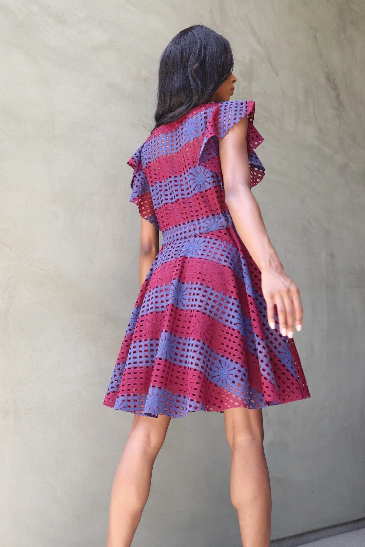 Simona Dress - Wine Stripe Flowy Bodice