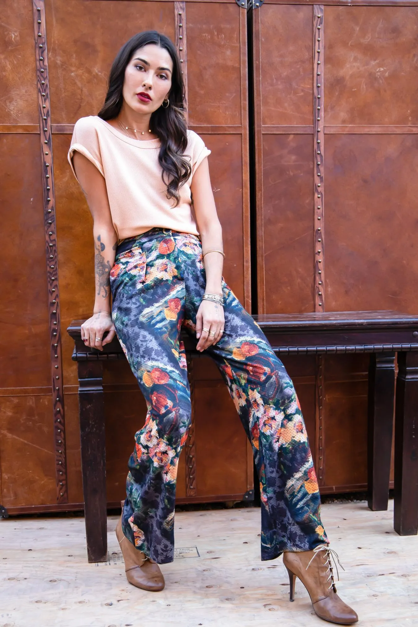 Simone Floral Knit Pants - Monet Versatile Style