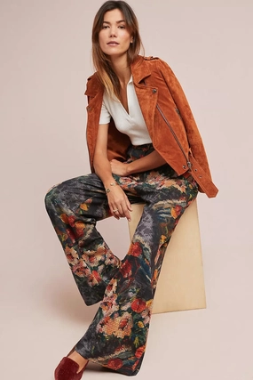 Distressed finish Simone Floral Knit Pants - Monet