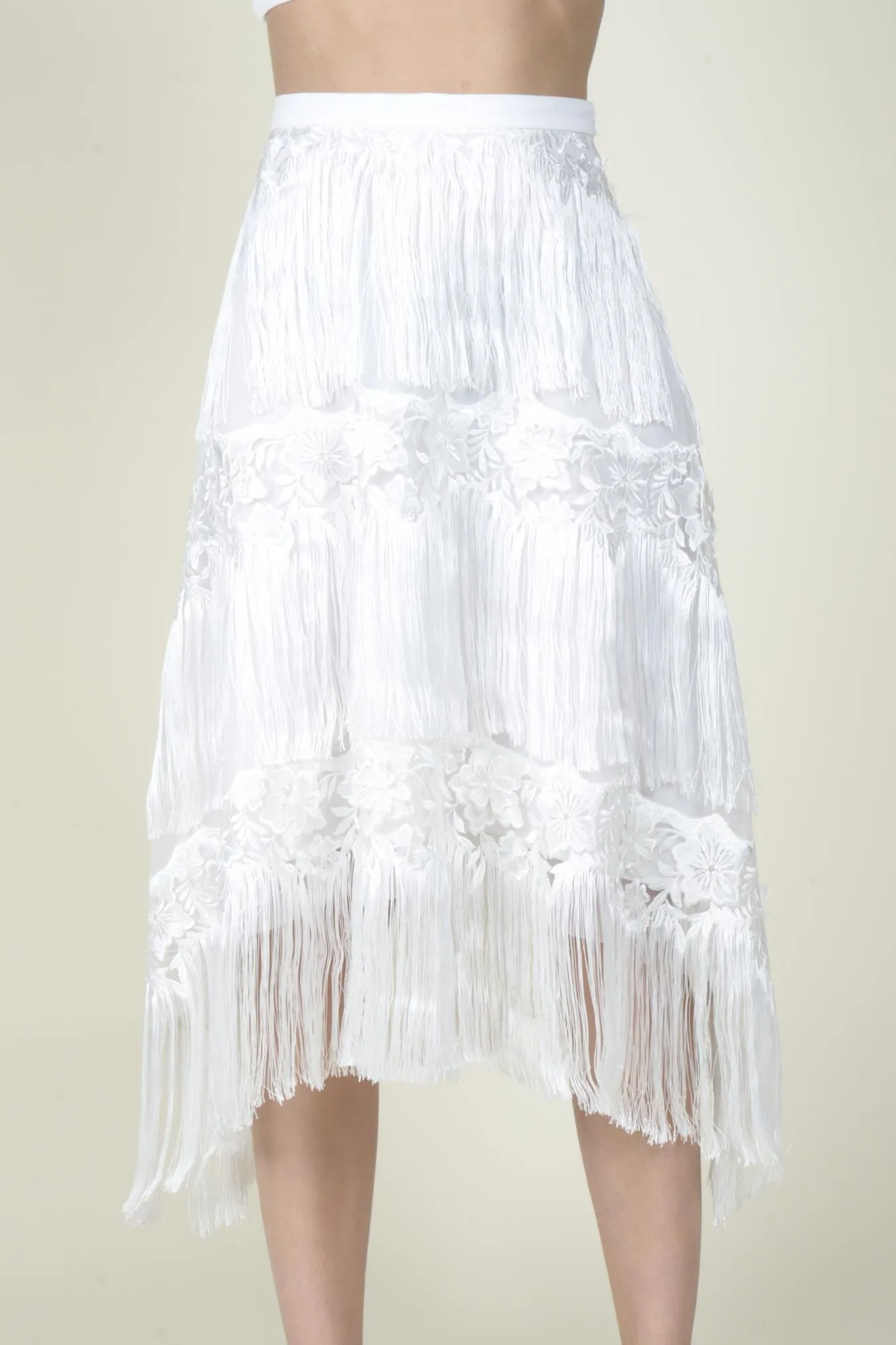 Simple Form Quin Fringe Skirt - Meringue