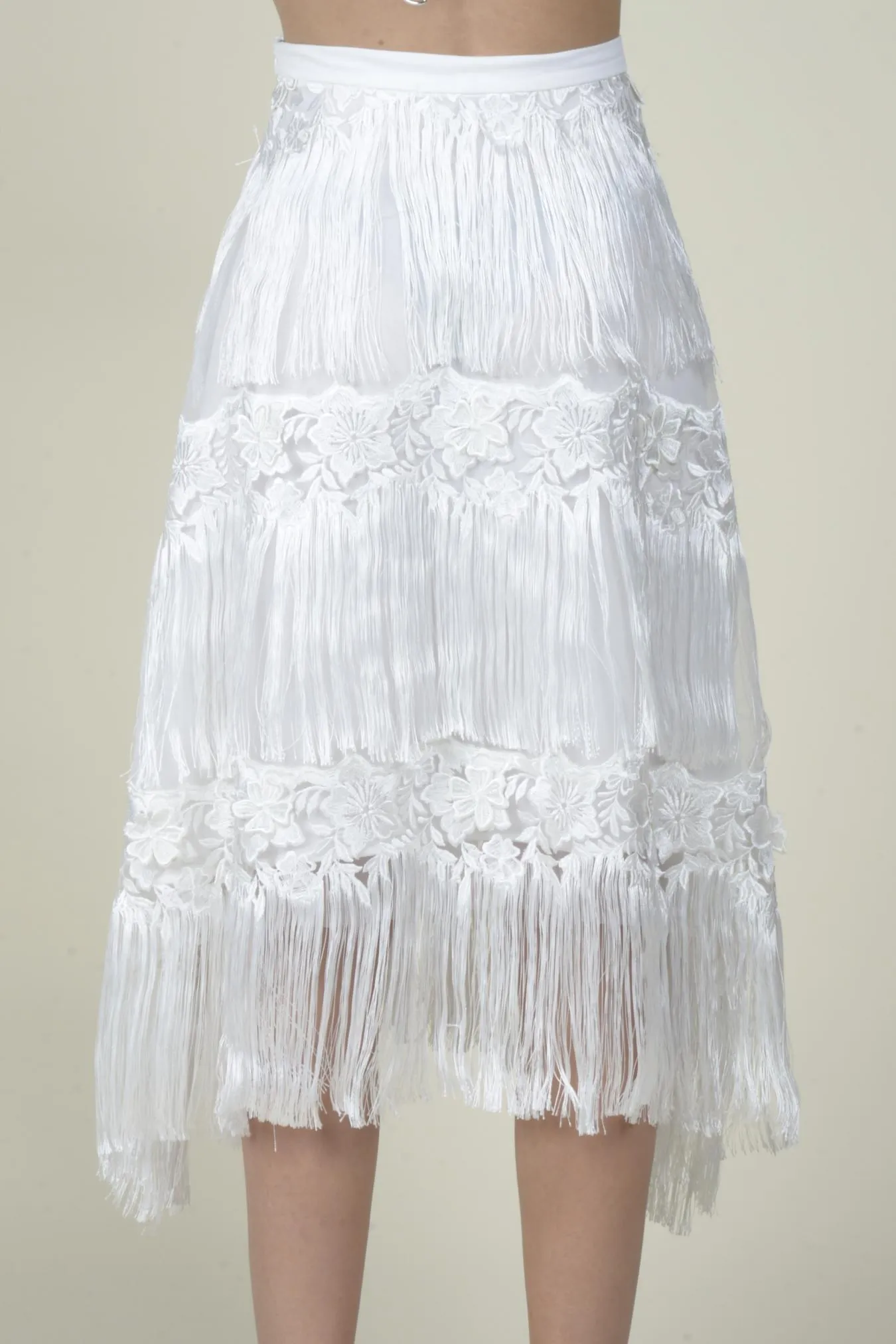 Simple Form Quin Fringe Skirt - Meringue