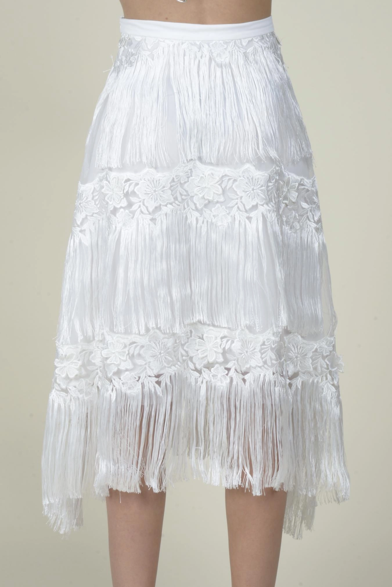 Simple Form Quin Fringe Skirt - Meringue
