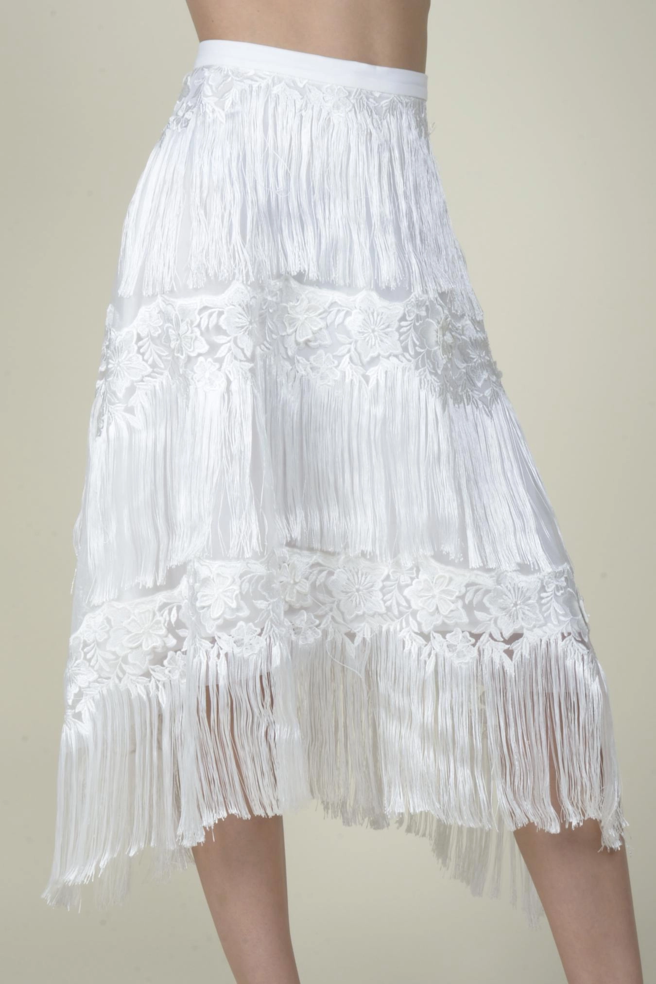 Simple Form Quin Fringe Skirt - Meringue