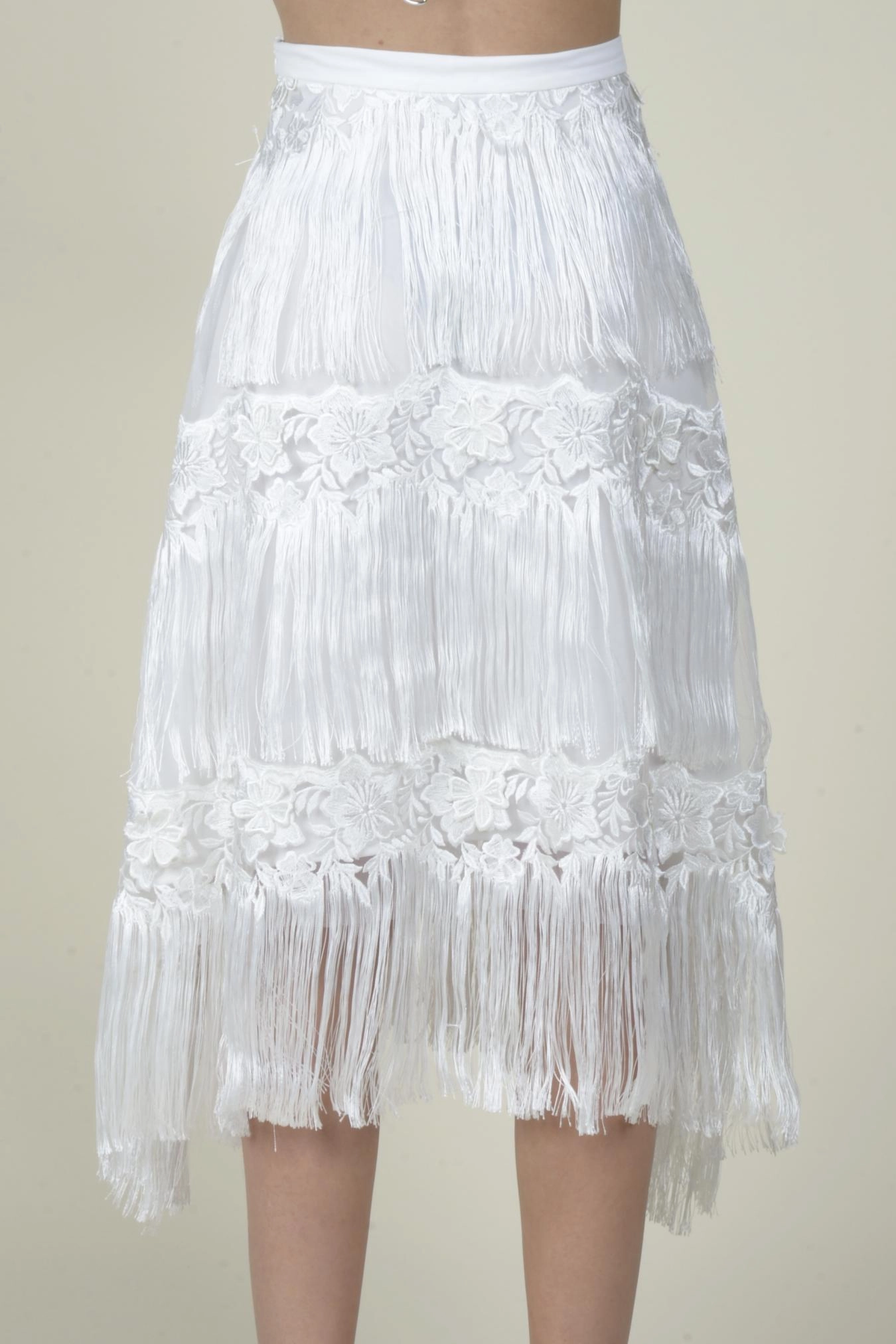 Simple Form Quin Fringe Skirt - Meringue