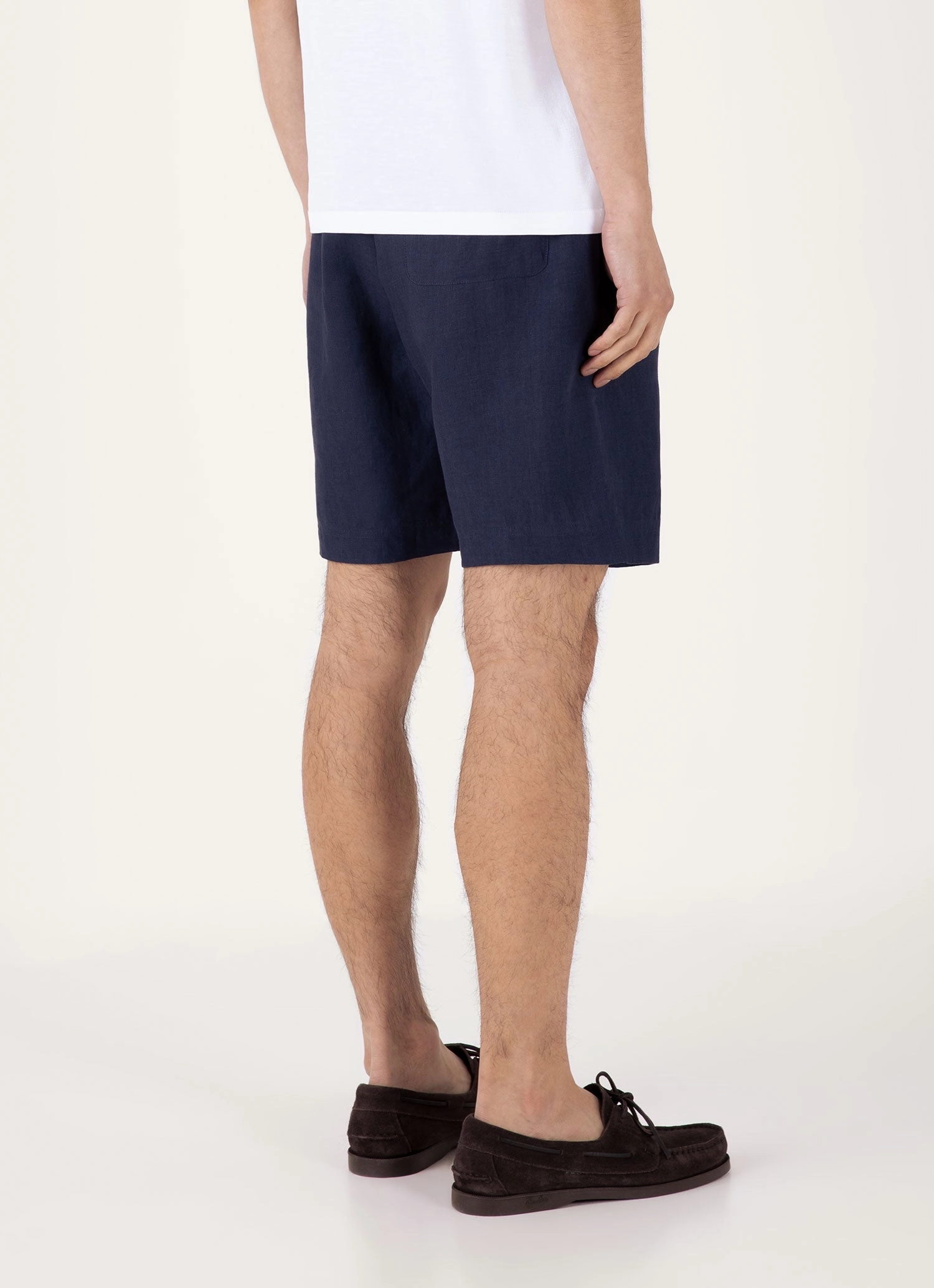 Simplified Style Men's Linen Drawstring Short in Light Navy