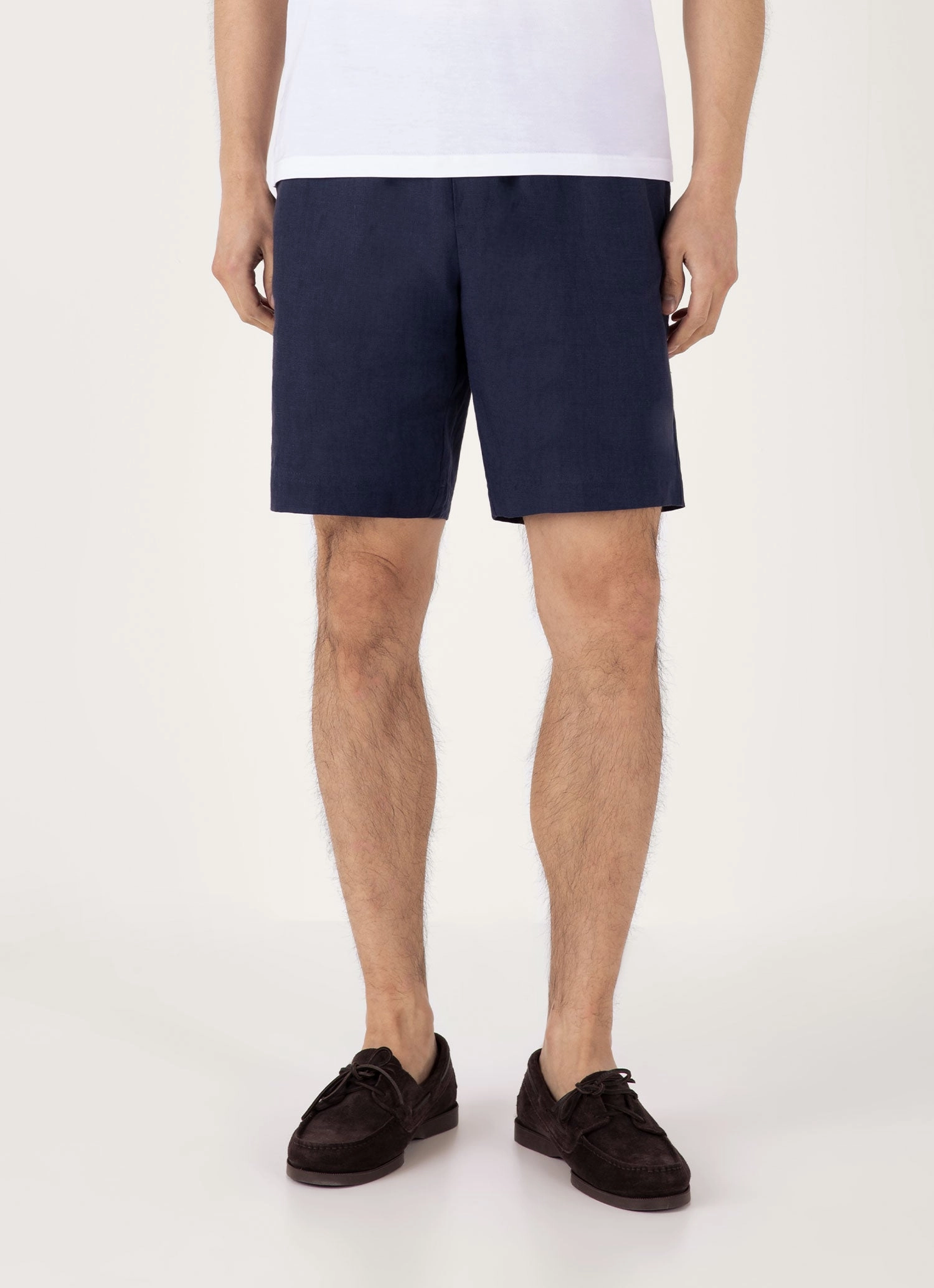 Simplified Style Men's Linen Drawstring Short in Light Navy