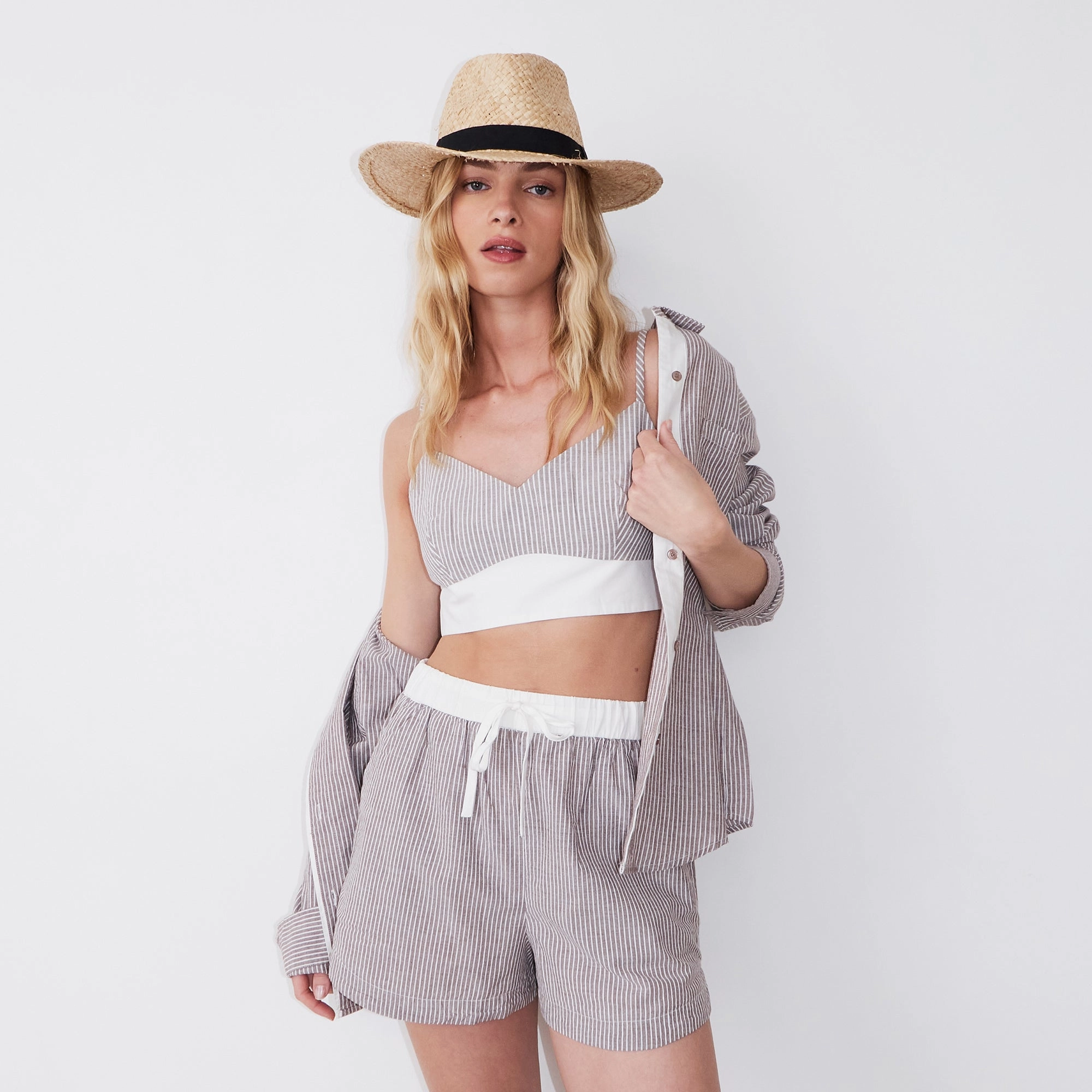 Simplistic Trend Stripe Poplin Bralette Top