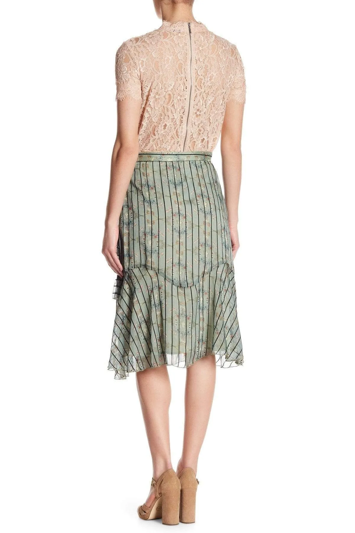 single layer Ruffled Skirt - Wellington Stripe