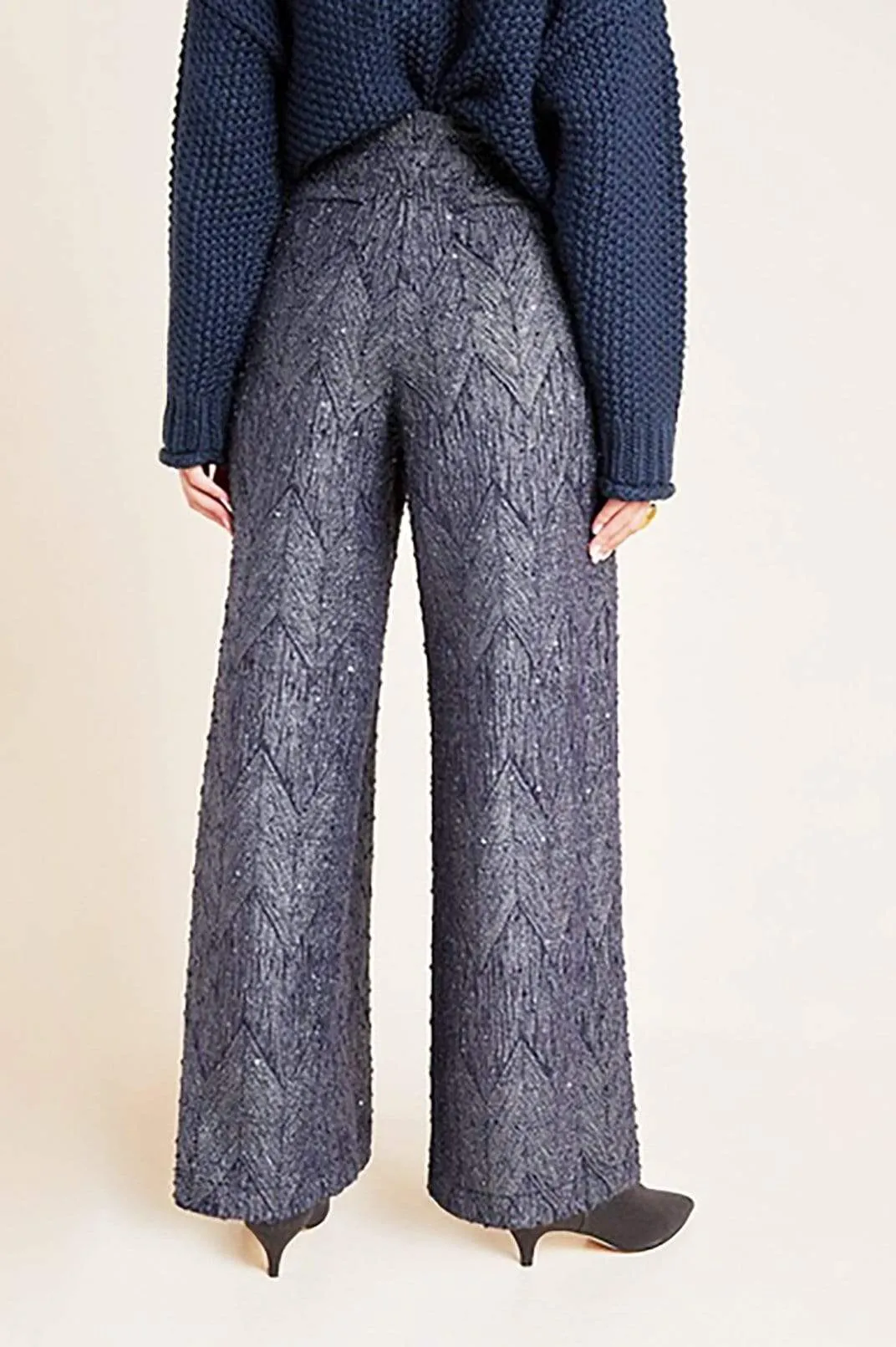Slate Jacquard Wide Leg Trousers Durable