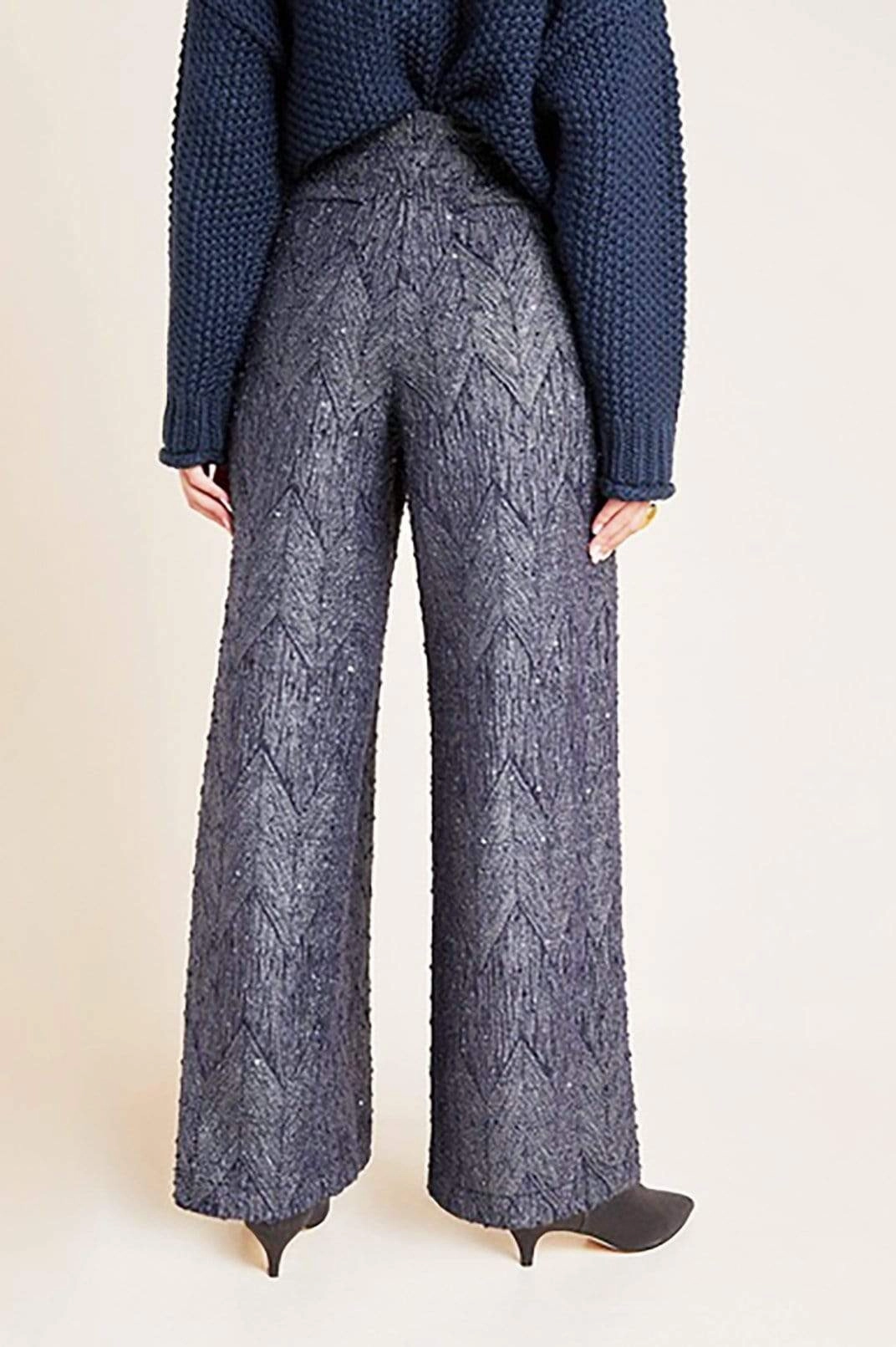 Slate Jacquard Wide Leg Trousers Durable