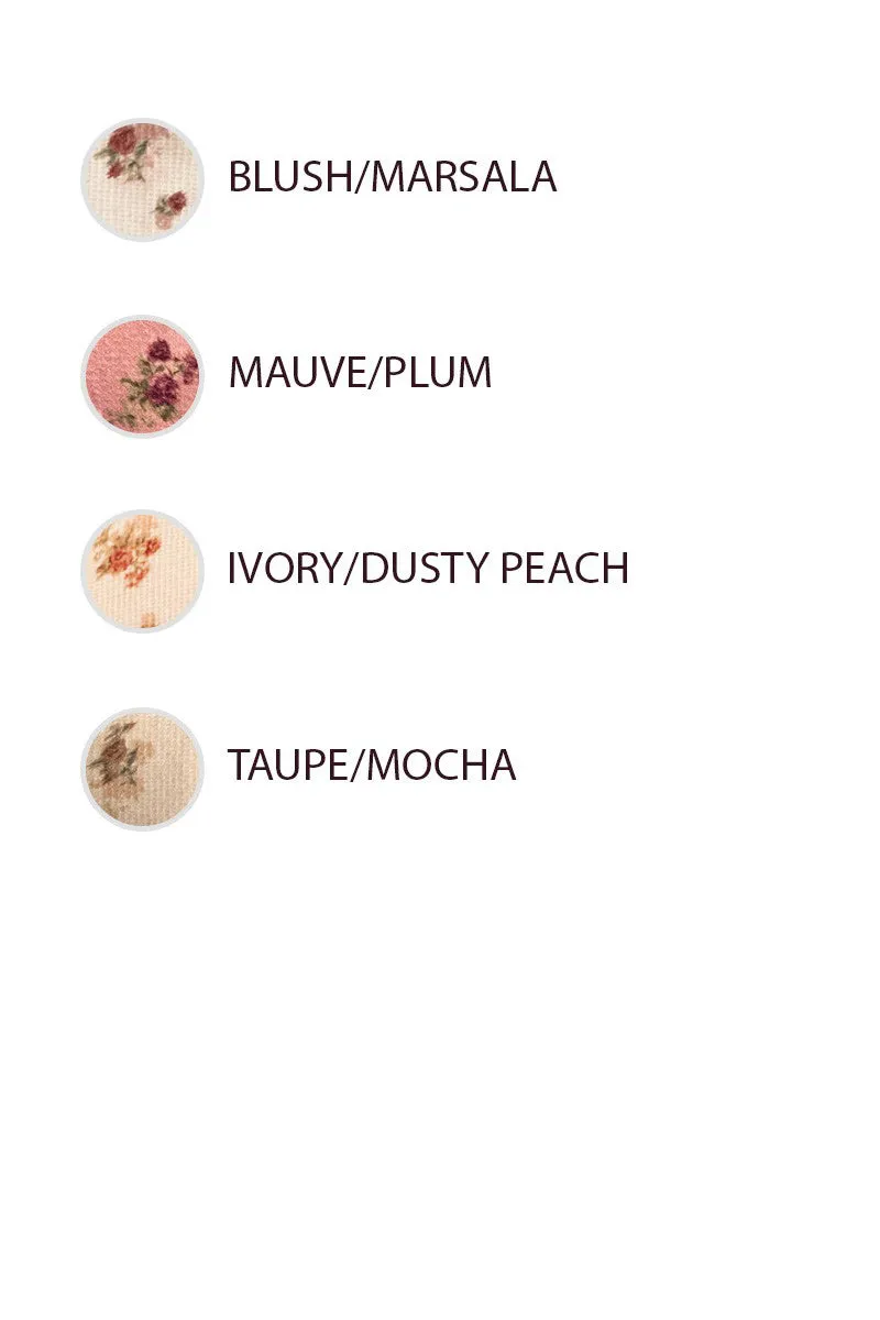 IT4077S-07 | HIGH NECKLINE TEXTUR FLORAL PRINTED TOP WITH THUMB Versatile Design