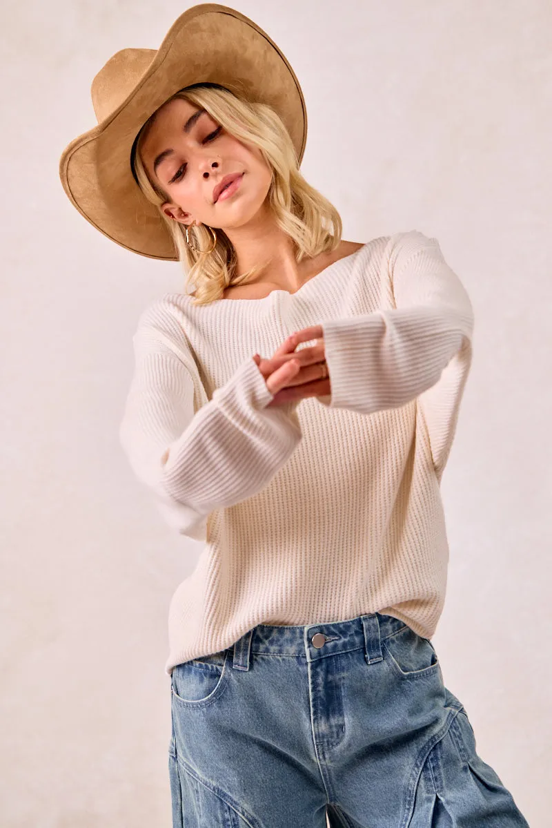 Timeless Appeal Modern Fit IT4512-01 | WAFFLE KNIT OFF SHOULDER TOP