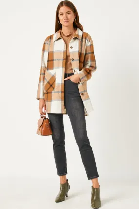 On Duty Layer Plaid Button Up Patch Pocket Coat
