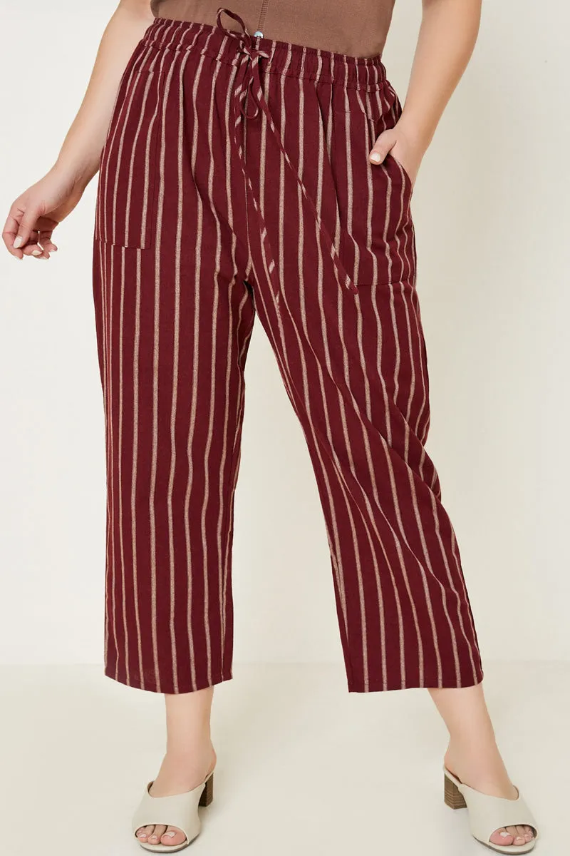 Stripe Drawstring Pants Detachable belt All Day Style