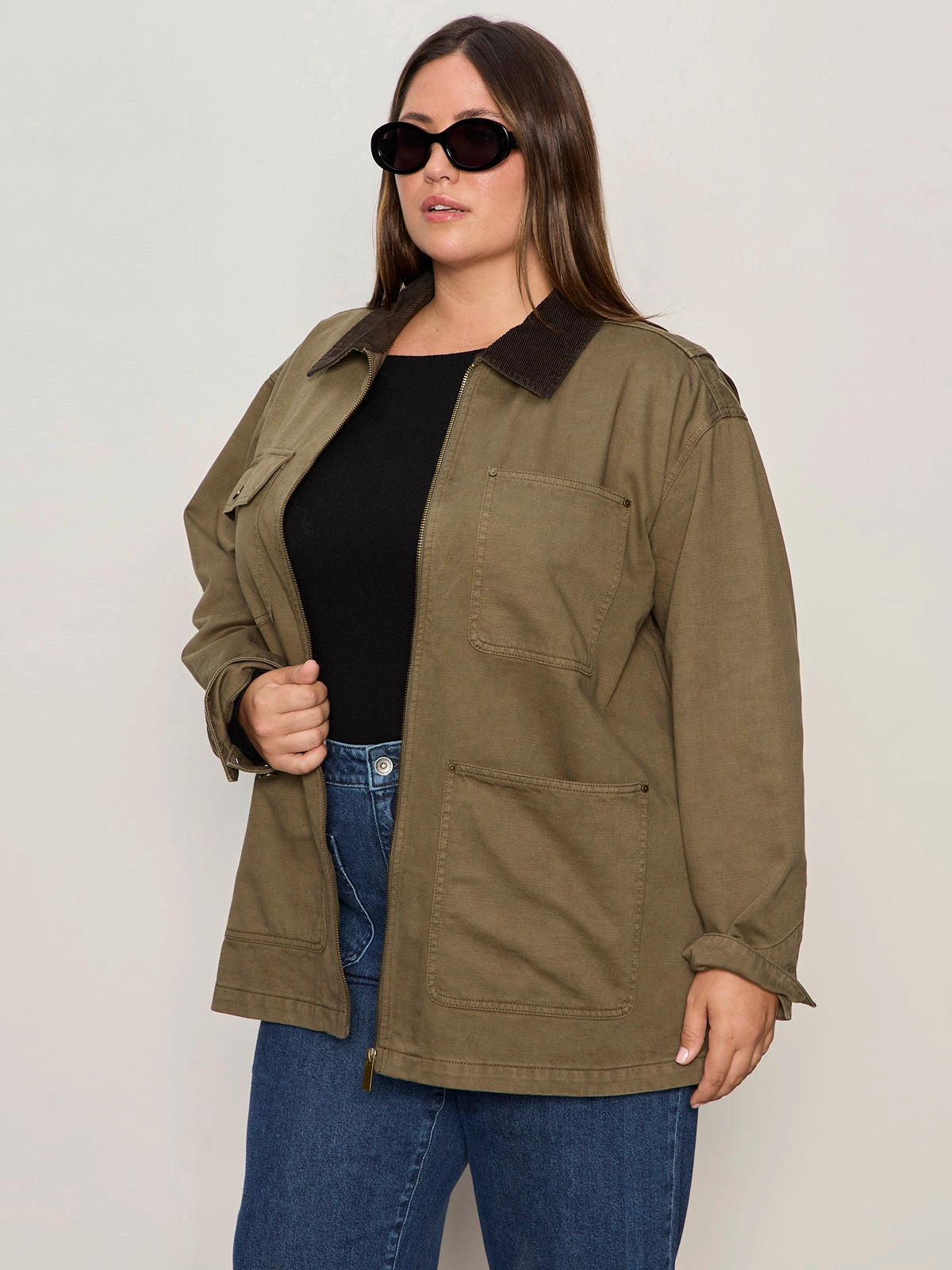 Sleek Charm Barn Jacket Burnt Olive Extended Sizing