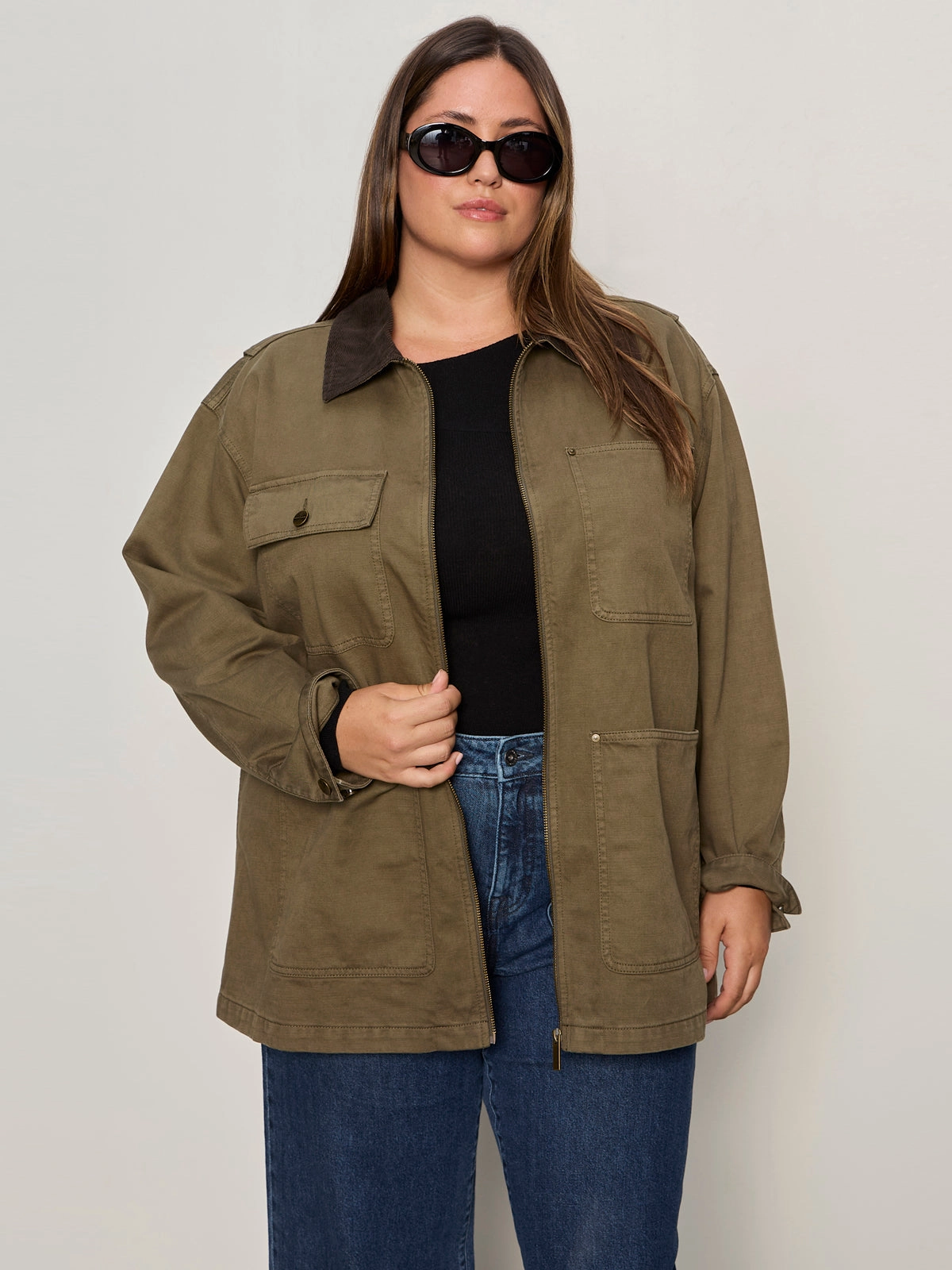 Luxe Outerwear Barn Jacket Burnt Olive Extended Sizing