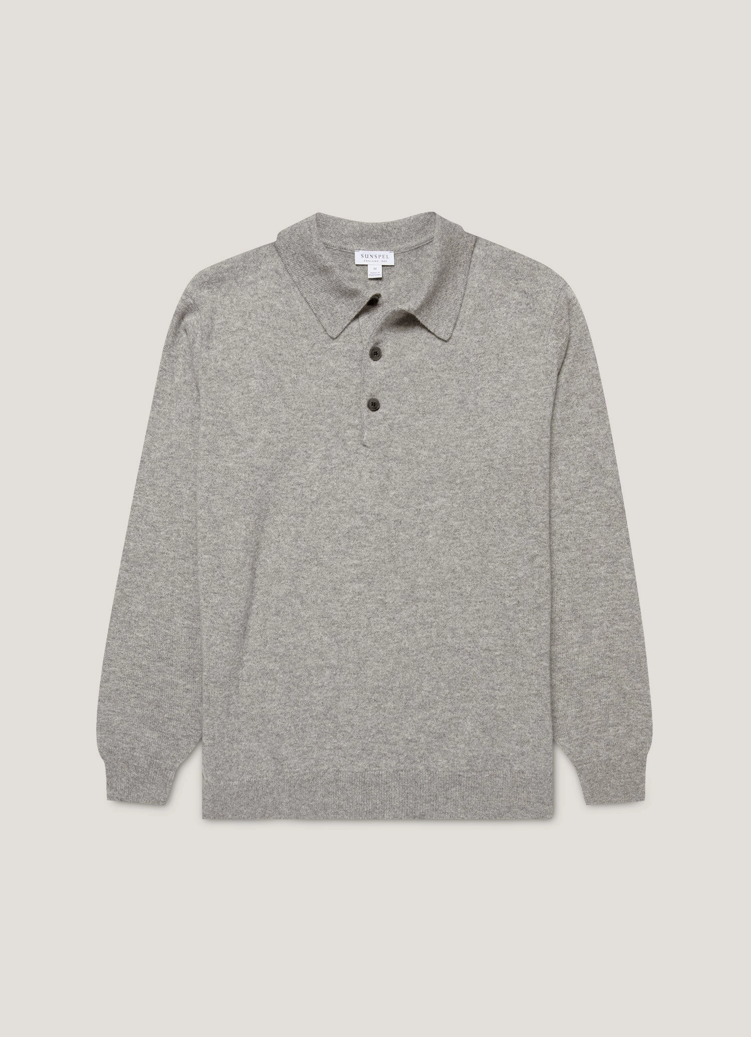 Men's Cashmere Polo Shirt in Grey Melange Light wool sweater