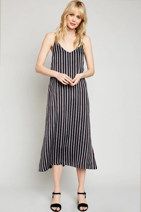Sleeveless Stripe Midi Dress Mood Focused