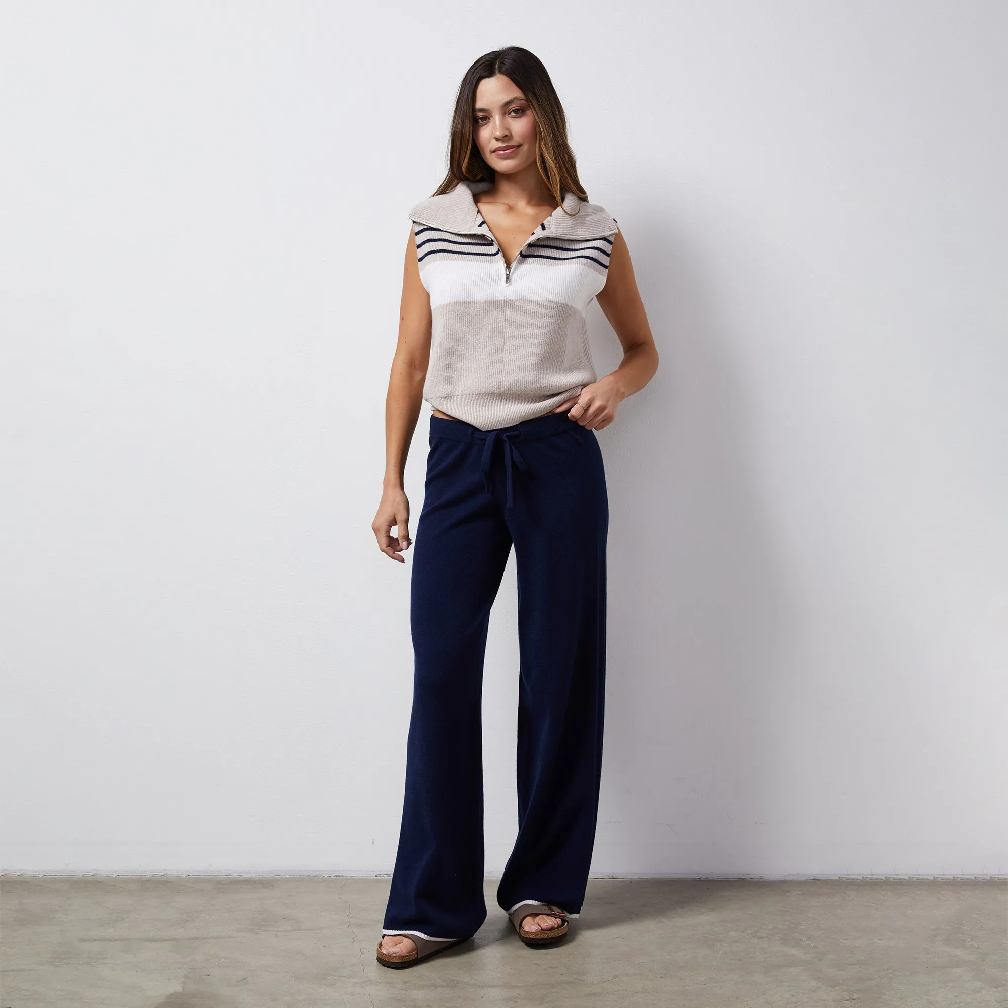 Slim Finish Wool Cashmere Stripe Half Zip Vest