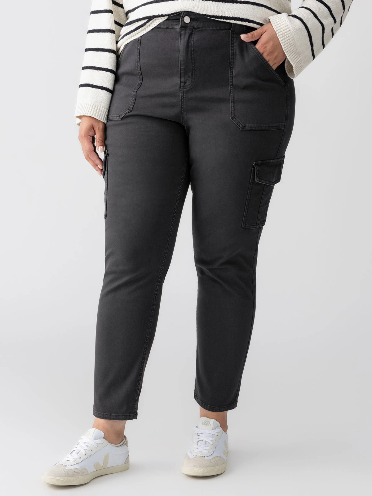 Slim Design Sculpted Hayden Cargo Standard Rise Pant Black Extended Sizing