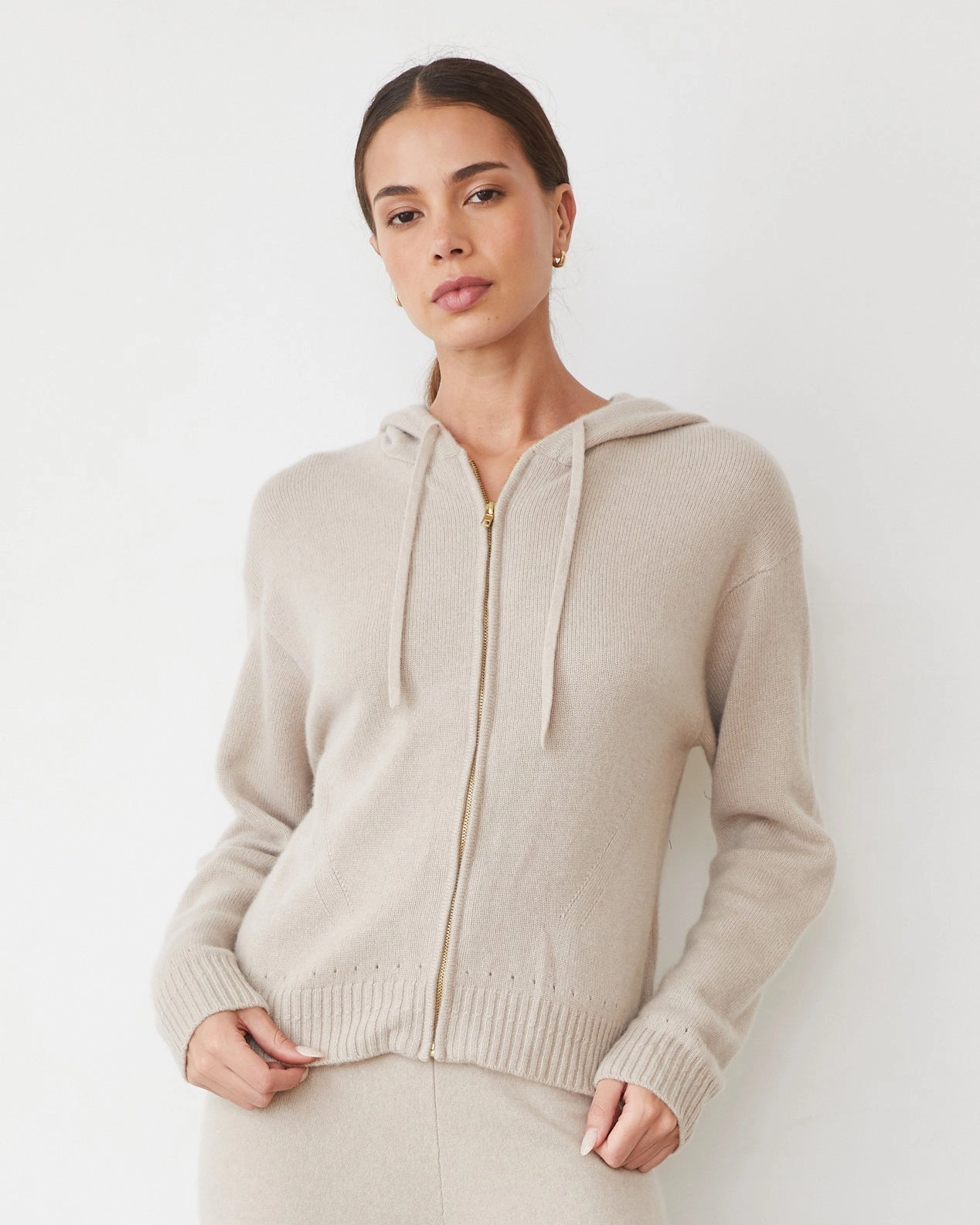 slim fit Cashmere Zip Up Hoody