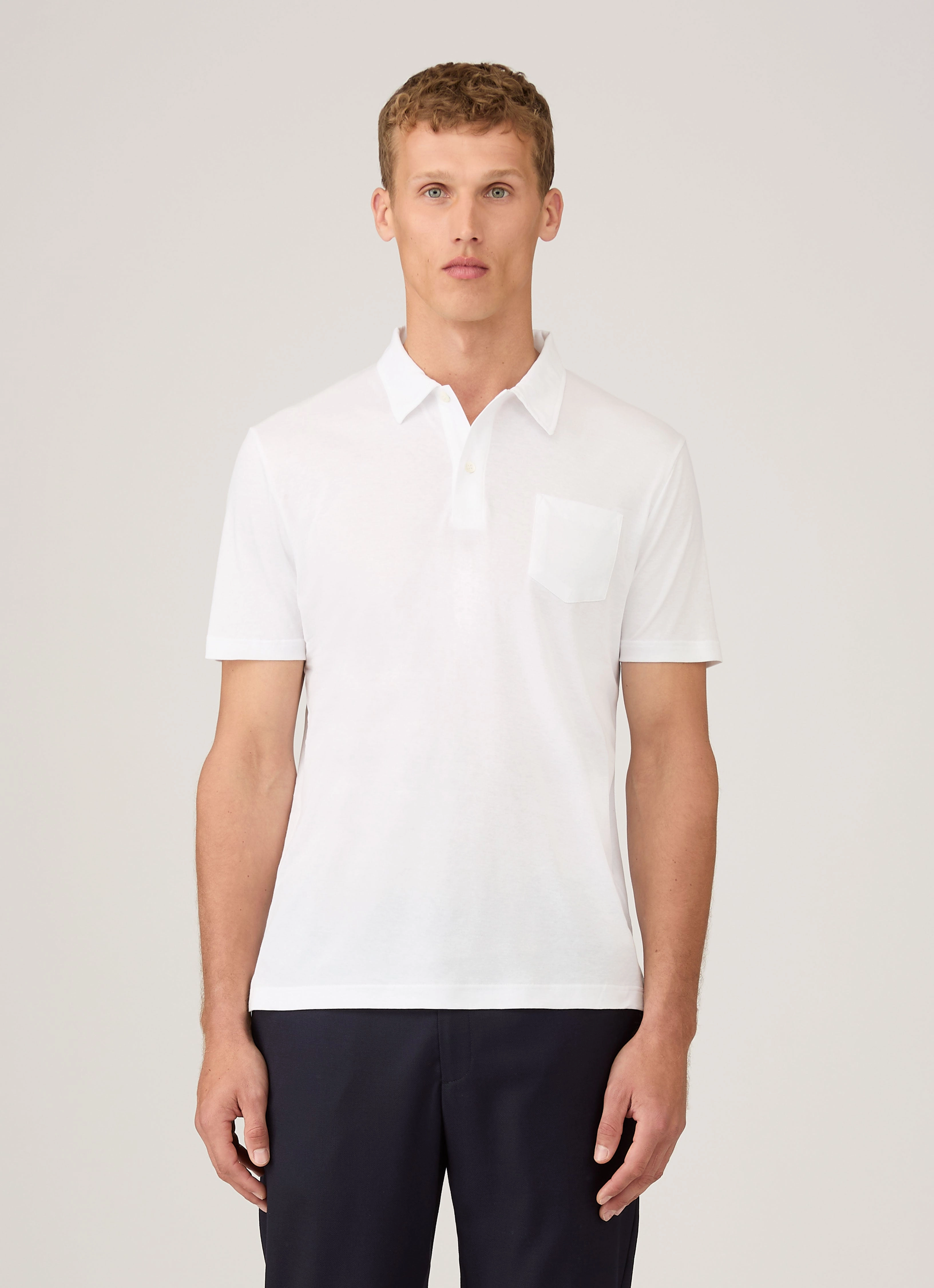 Slim Gear Men's Sea Island Cotton Jersey Polo Shirt in White