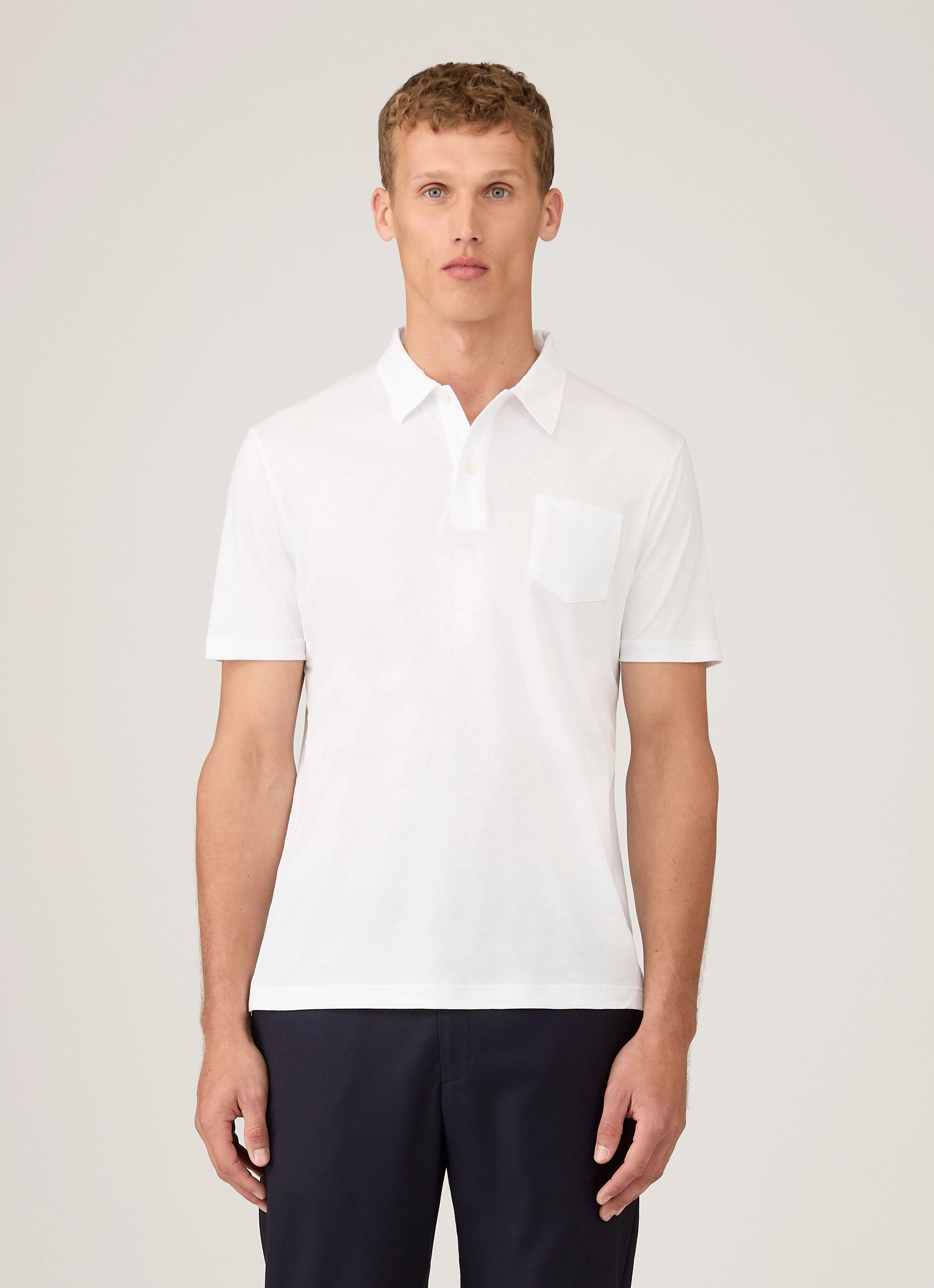 Slim Gear Men's Sea Island Cotton Jersey Polo Shirt in White
