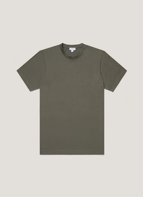 Men's Riviera Midweight T?shirt in Khaki Minimalist Wave Weekend Trend
