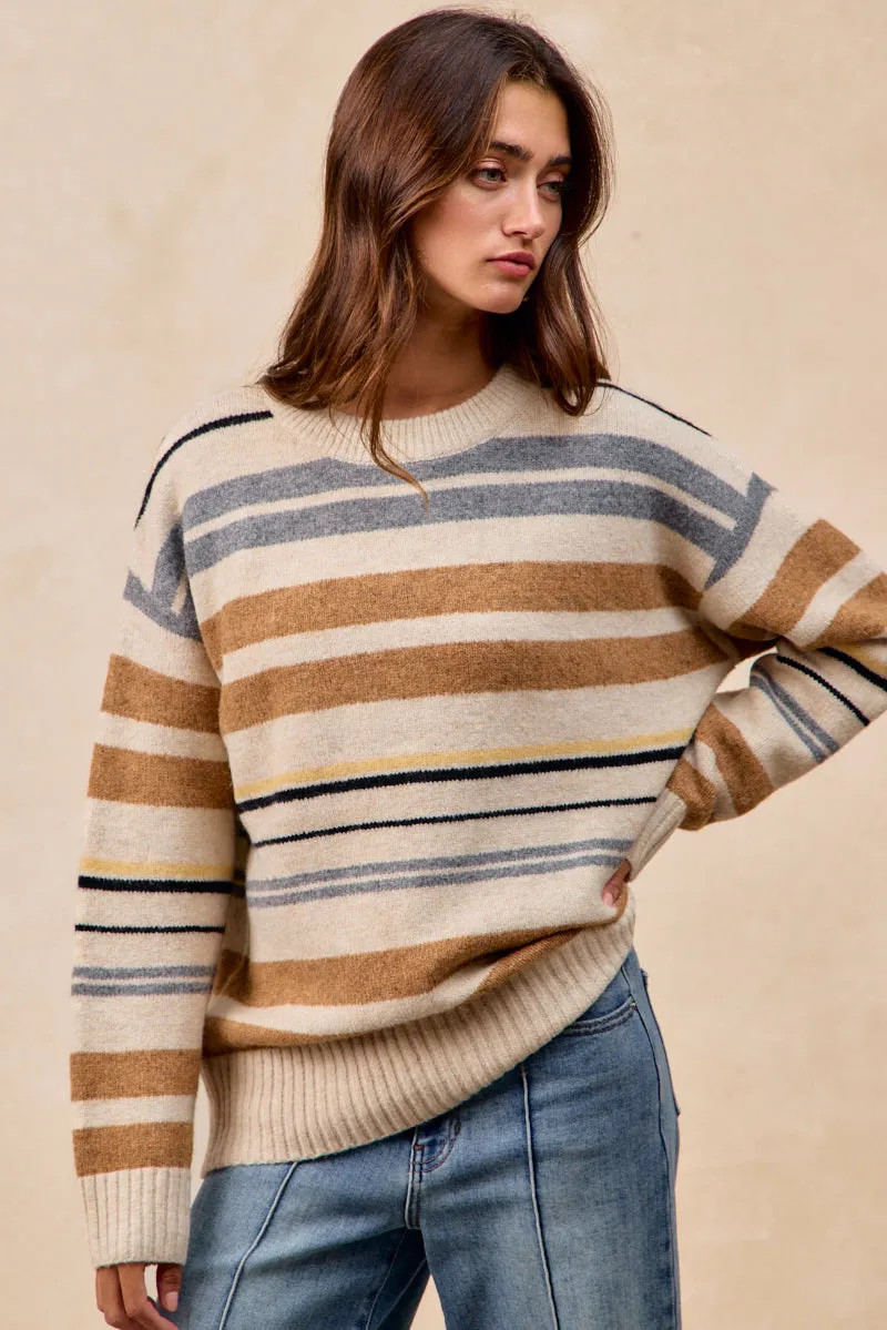 Street Ready IT4827-01 | MULTI STRIPED COZY SWEATER TOP