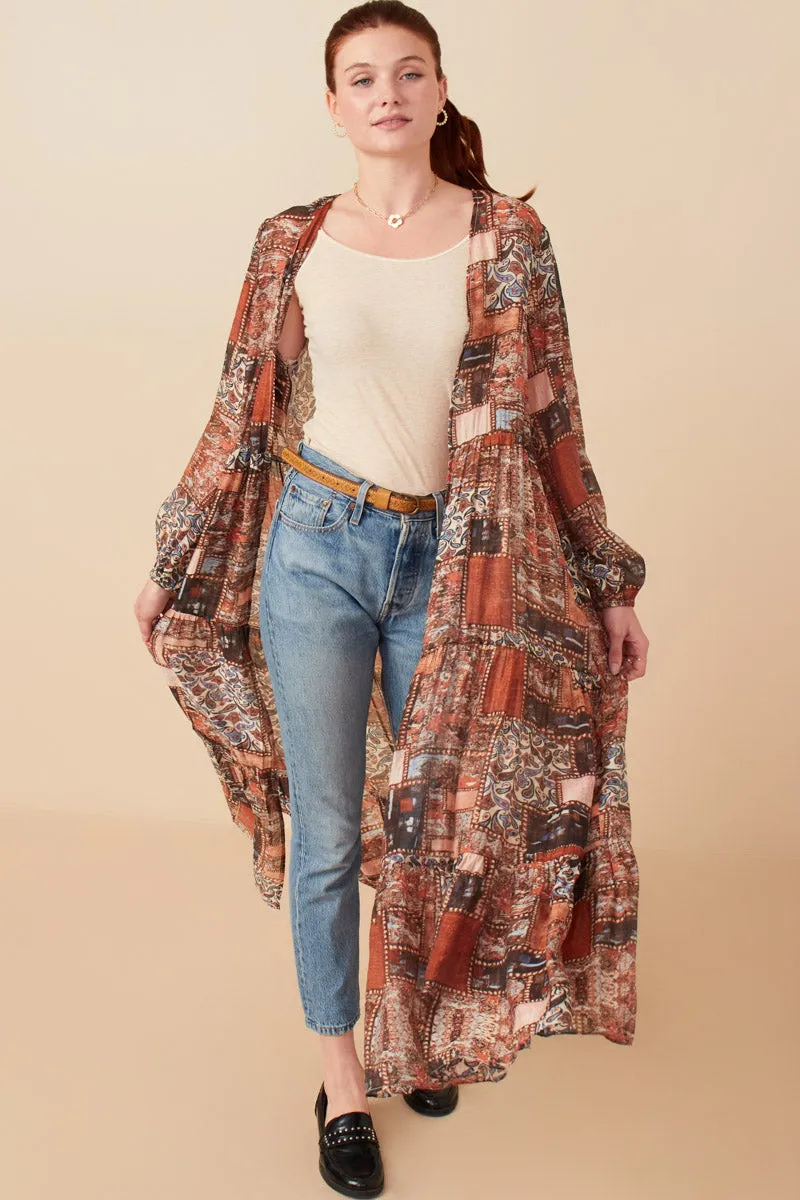 Casual Outdoor Look Paisley Patch Print Long Sleeve
