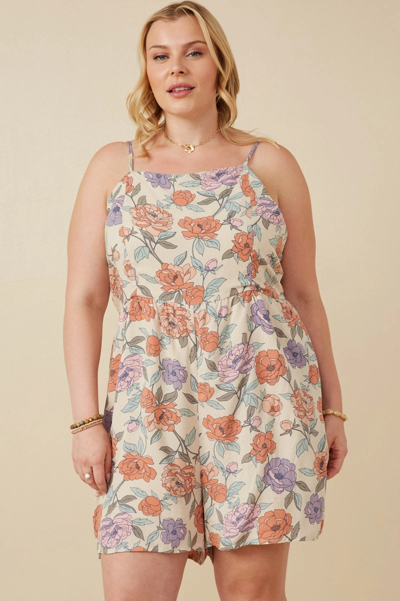 Smile Soft Romantic Floral Smock Back Romper