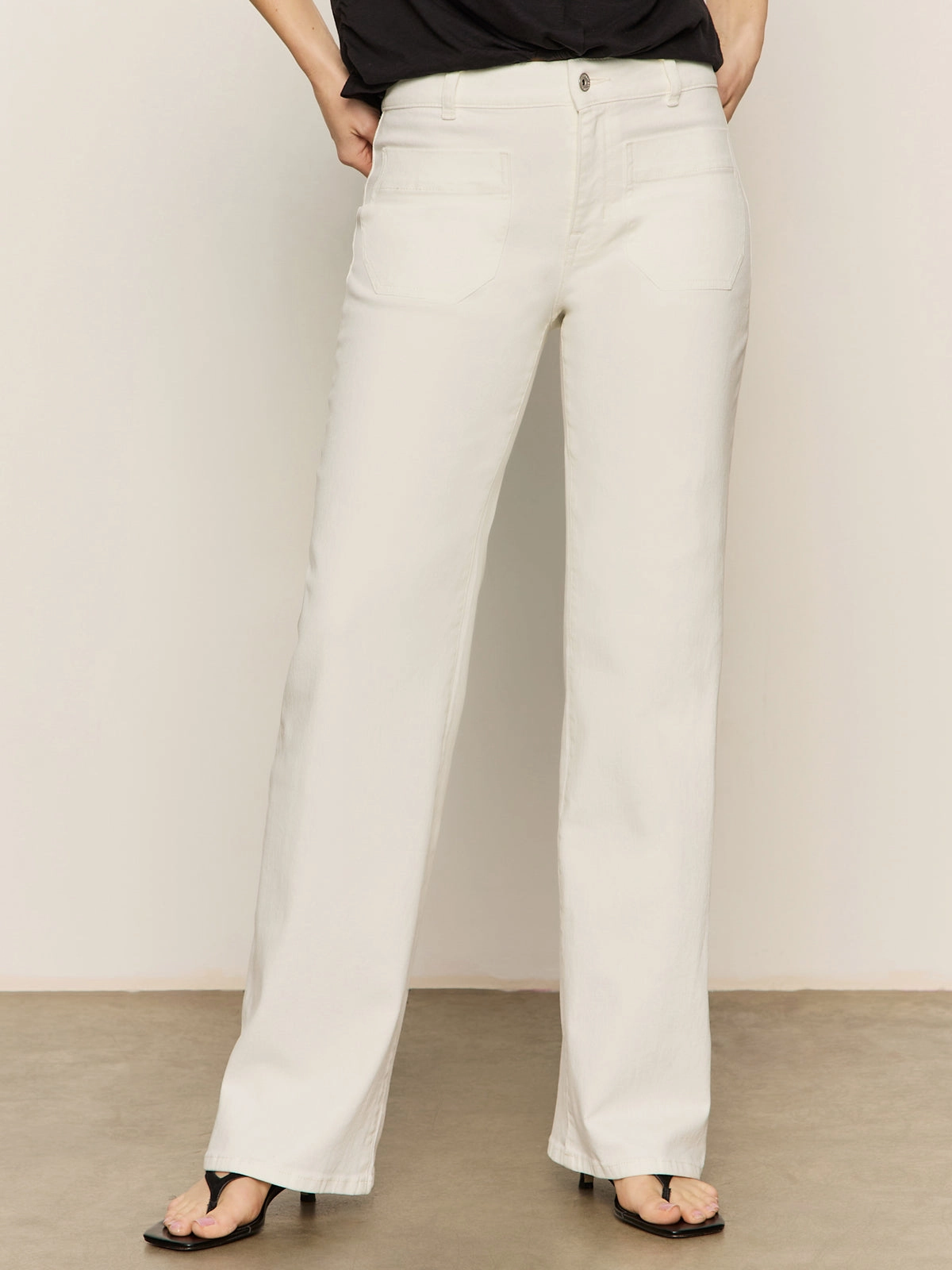 Marine Full Length Semi High Rise Jeans Bleached White Printed Pattern Formal Look