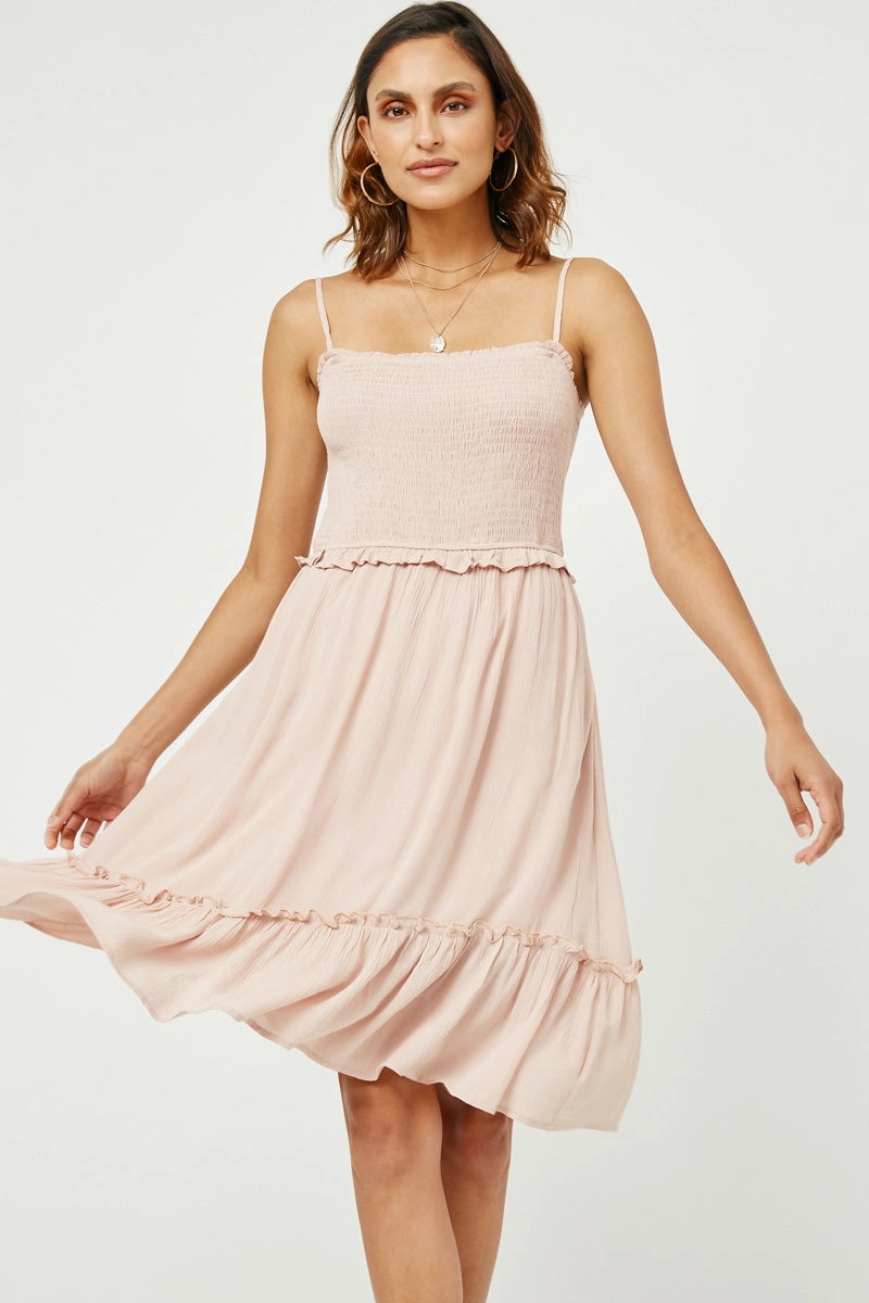 Smocked Bodice Ruffle Detailed Dress Subtle Edge