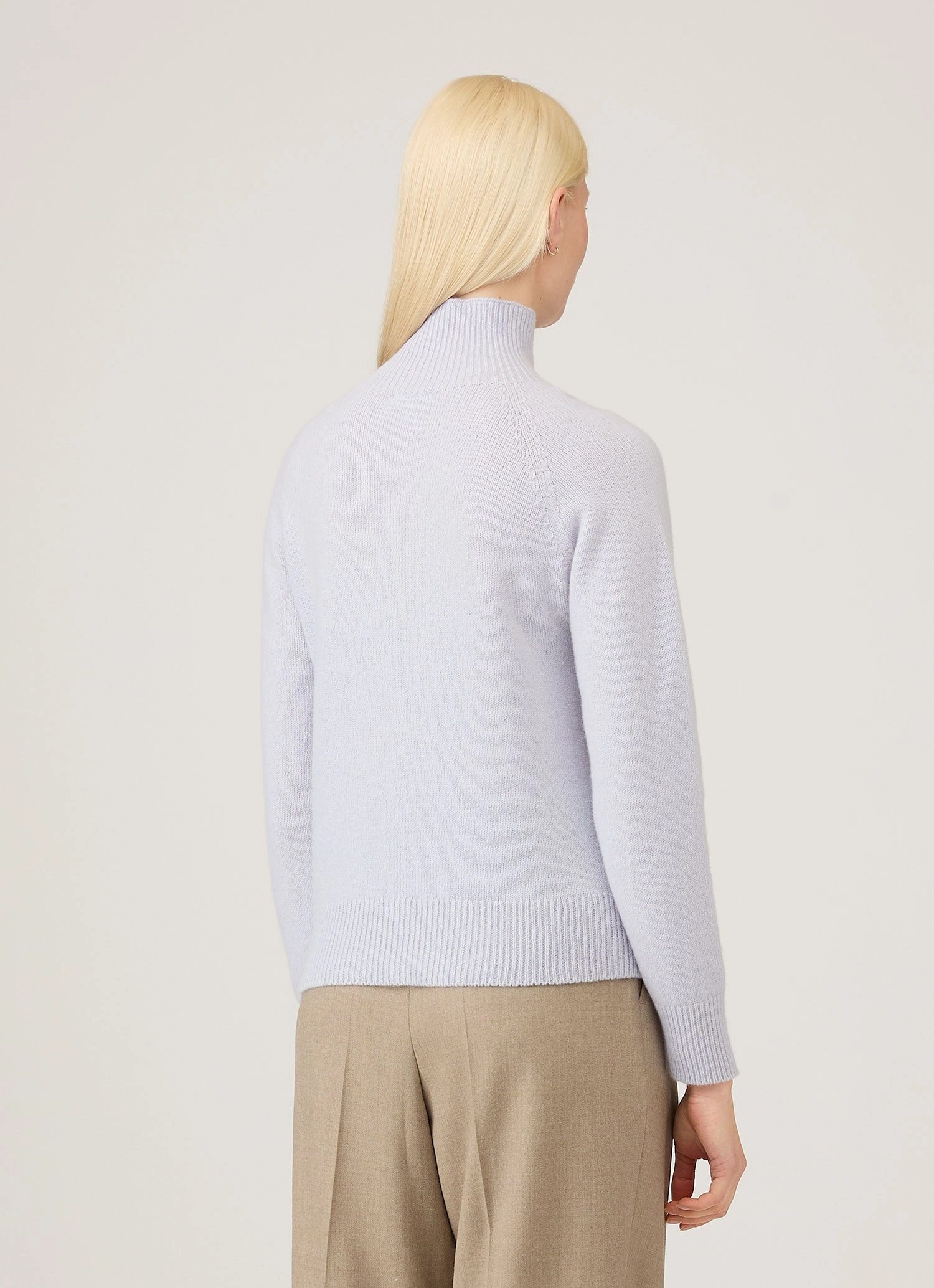 Smooth Finish Women's Lambswool Funnel Neck Jumper in Ice Blue