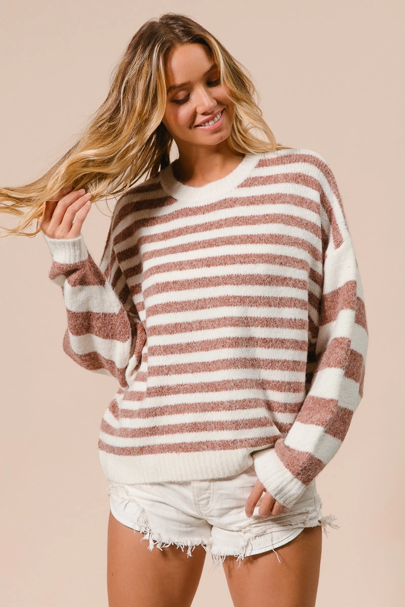 IP8572-01 | MIXED STRIPE COMFY SWEATER Rainy Day Option