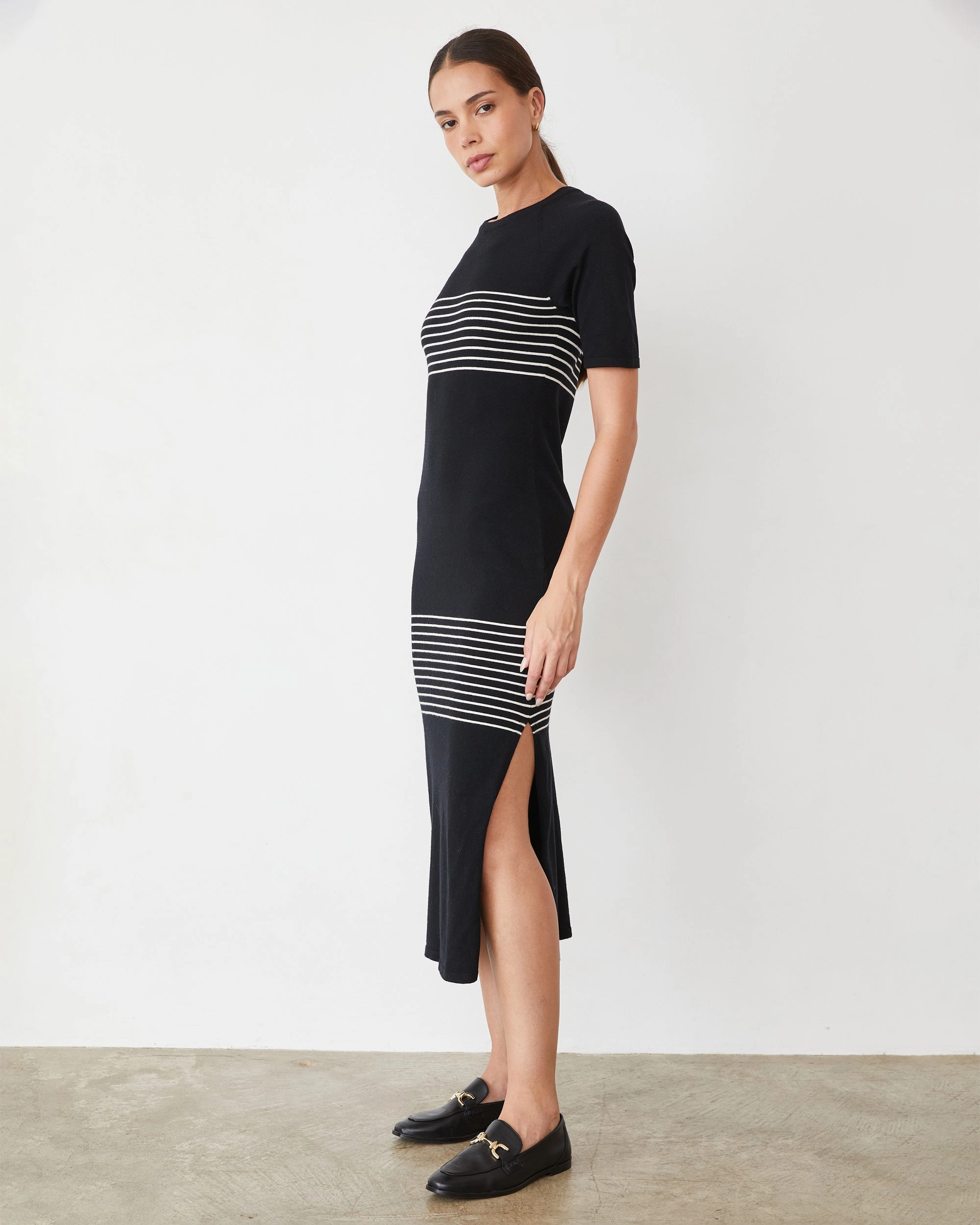 Smooth Quality Light Soft Knit Stripe Dress